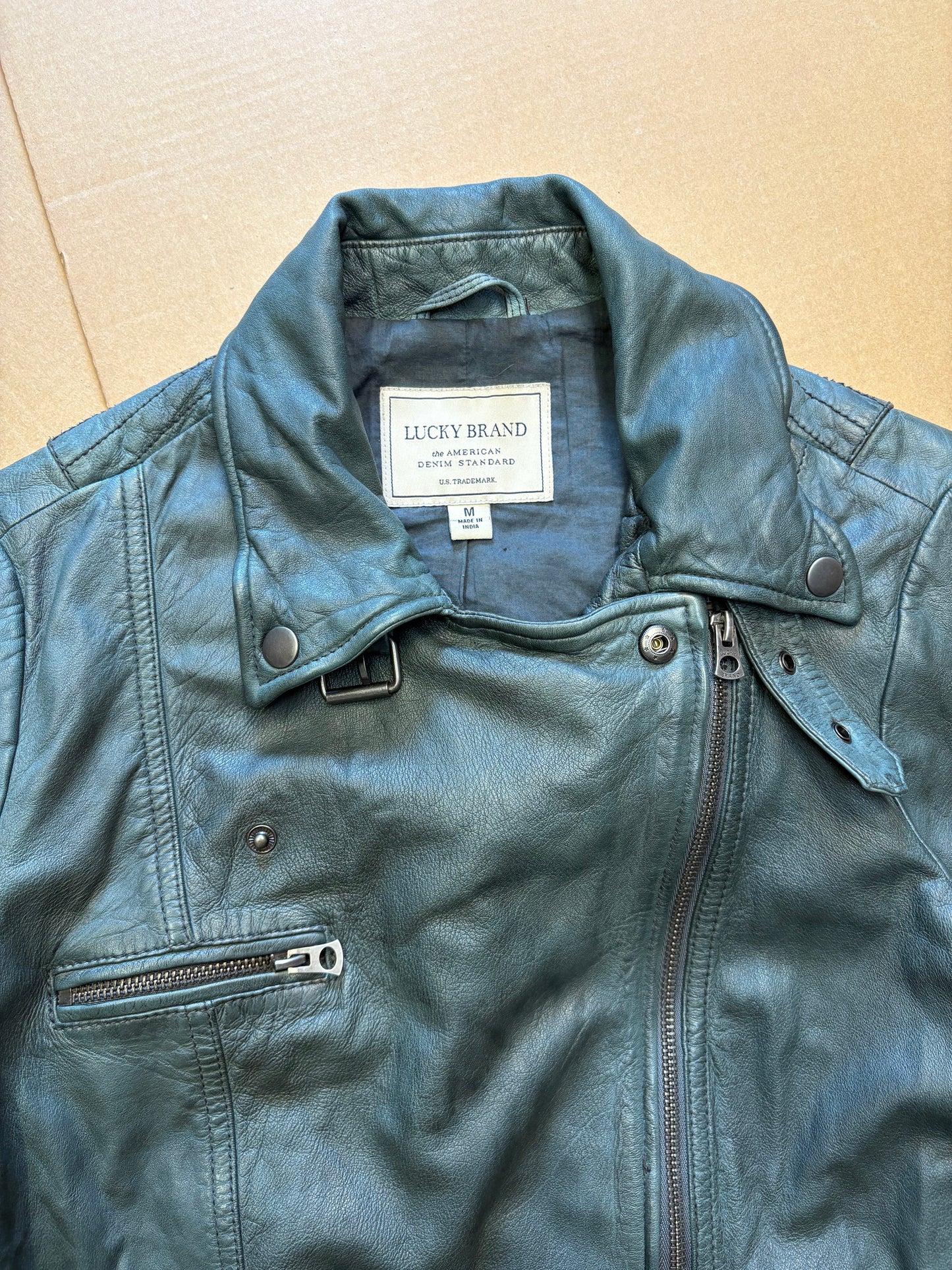 Vintage Lucky Brand Asymmetrical Leather Jacket (women's M)