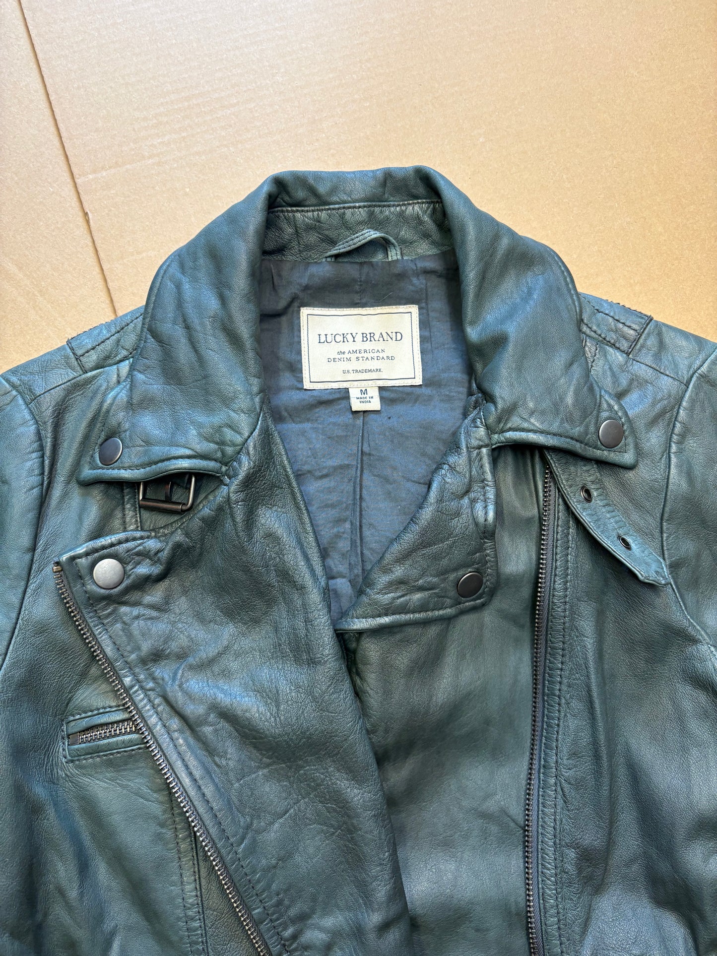 Vintage Lucky Brand Asymmetrical Leather Jacket (women's M)