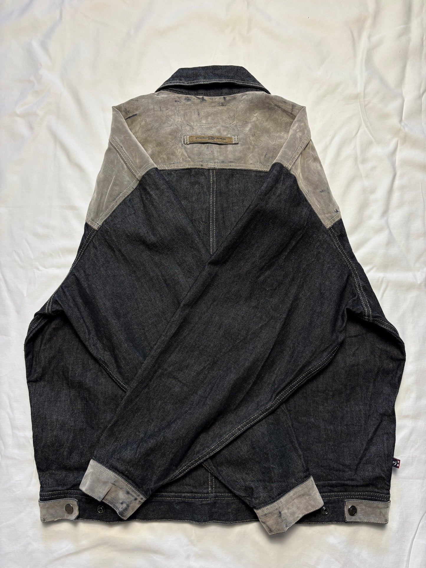 Vintage Phat Farm Suede + Dark Denim Trucker Jacket (XL)