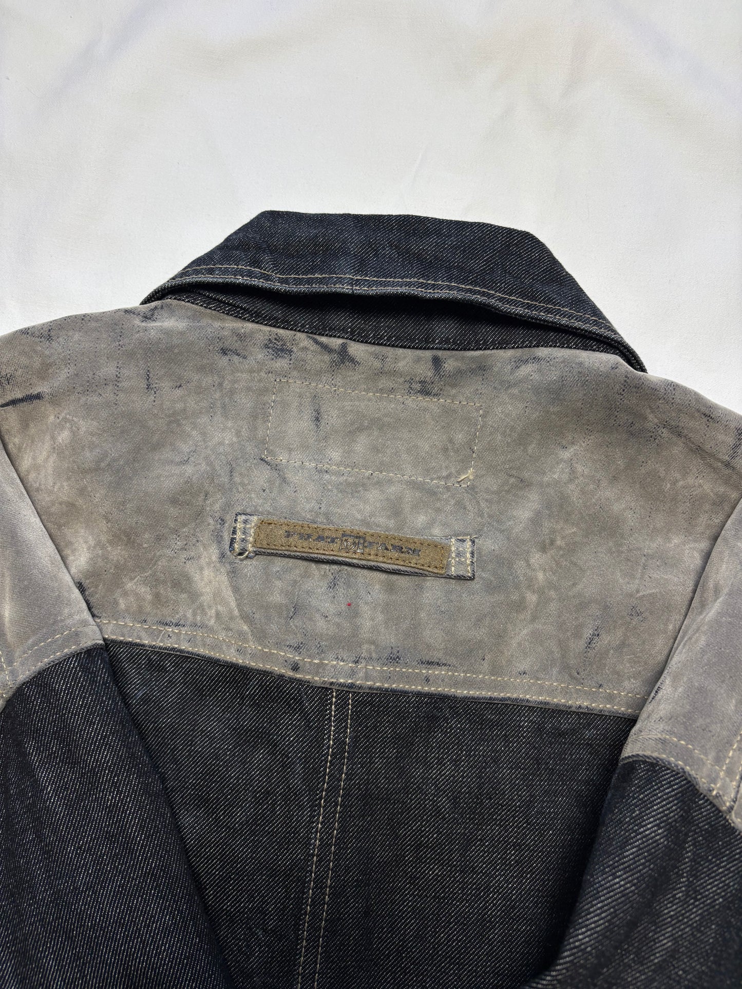 Vintage Phat Farm Suede + Dark Denim Trucker Jacket (XL)