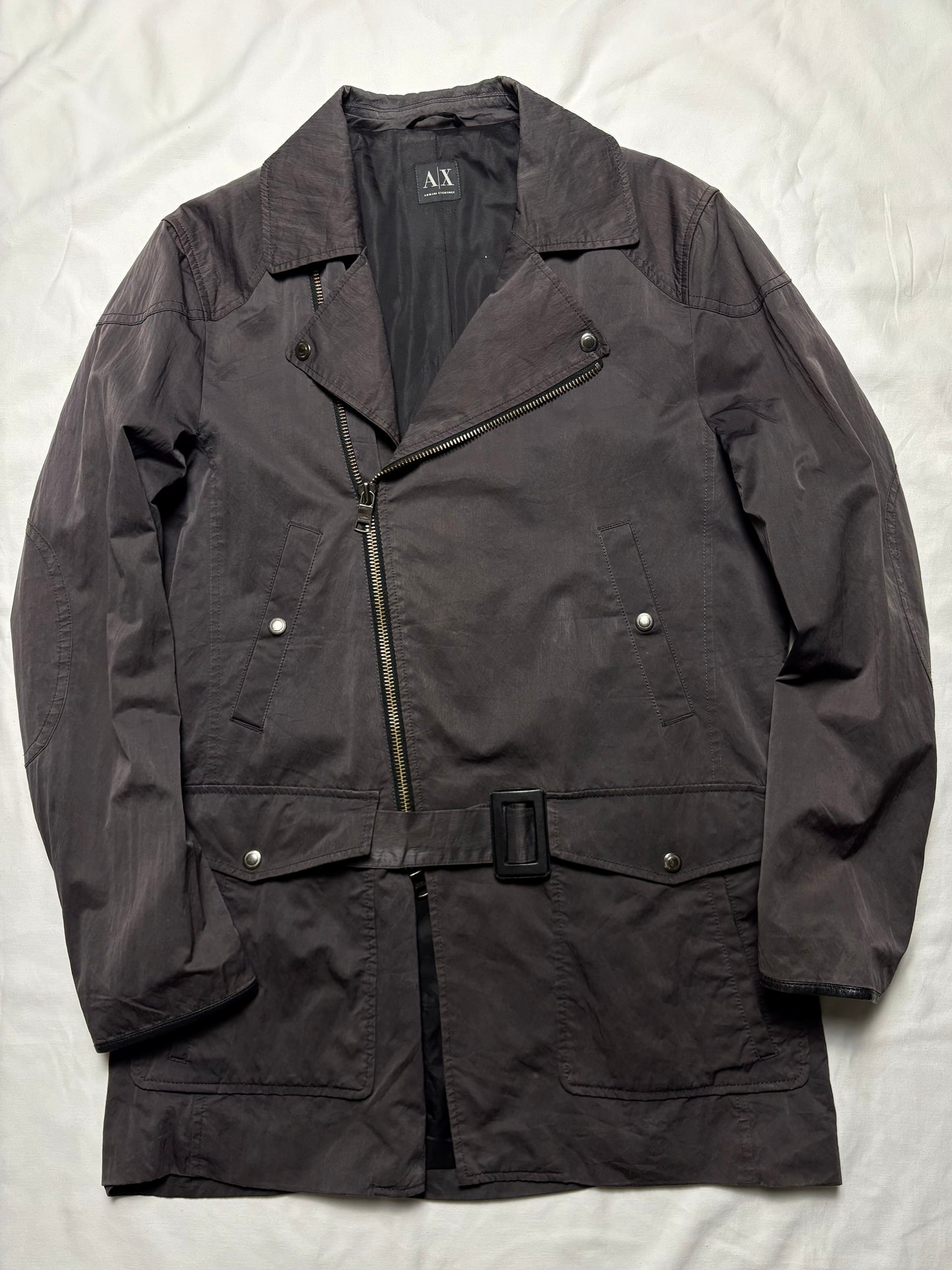 Armani Exchange 00s Asymmetrical Zip Trench Coat (women's M)