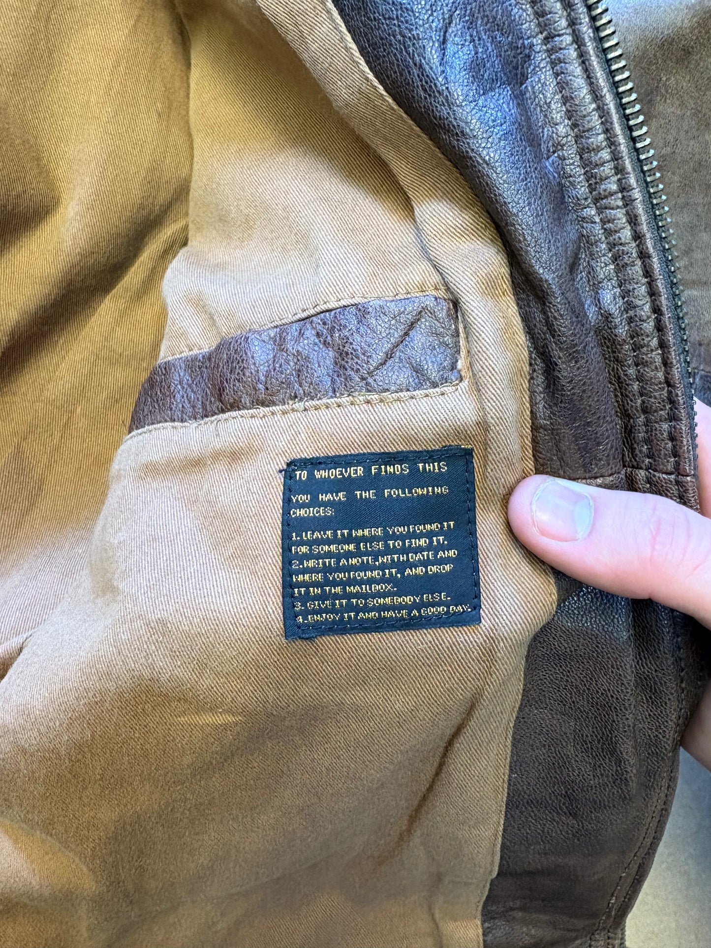Vintage Washed Brown Zip-up Leather Jacket (women's M)