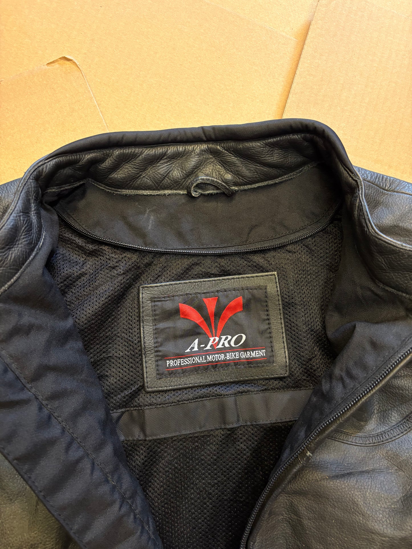 Vintage American Racing Black Leather Motorcycle Jacket (women's L)