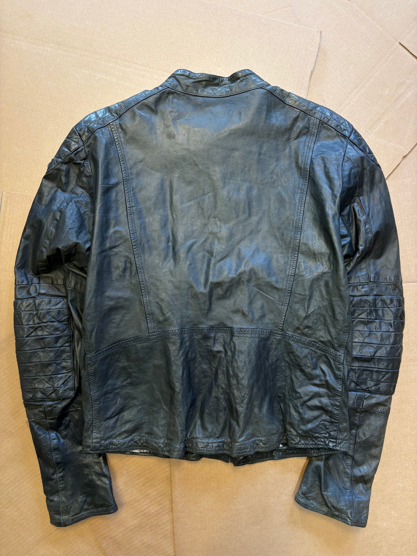 Vintage Diesel Asymmetrical Zip Black Leather Jacket (women's L)