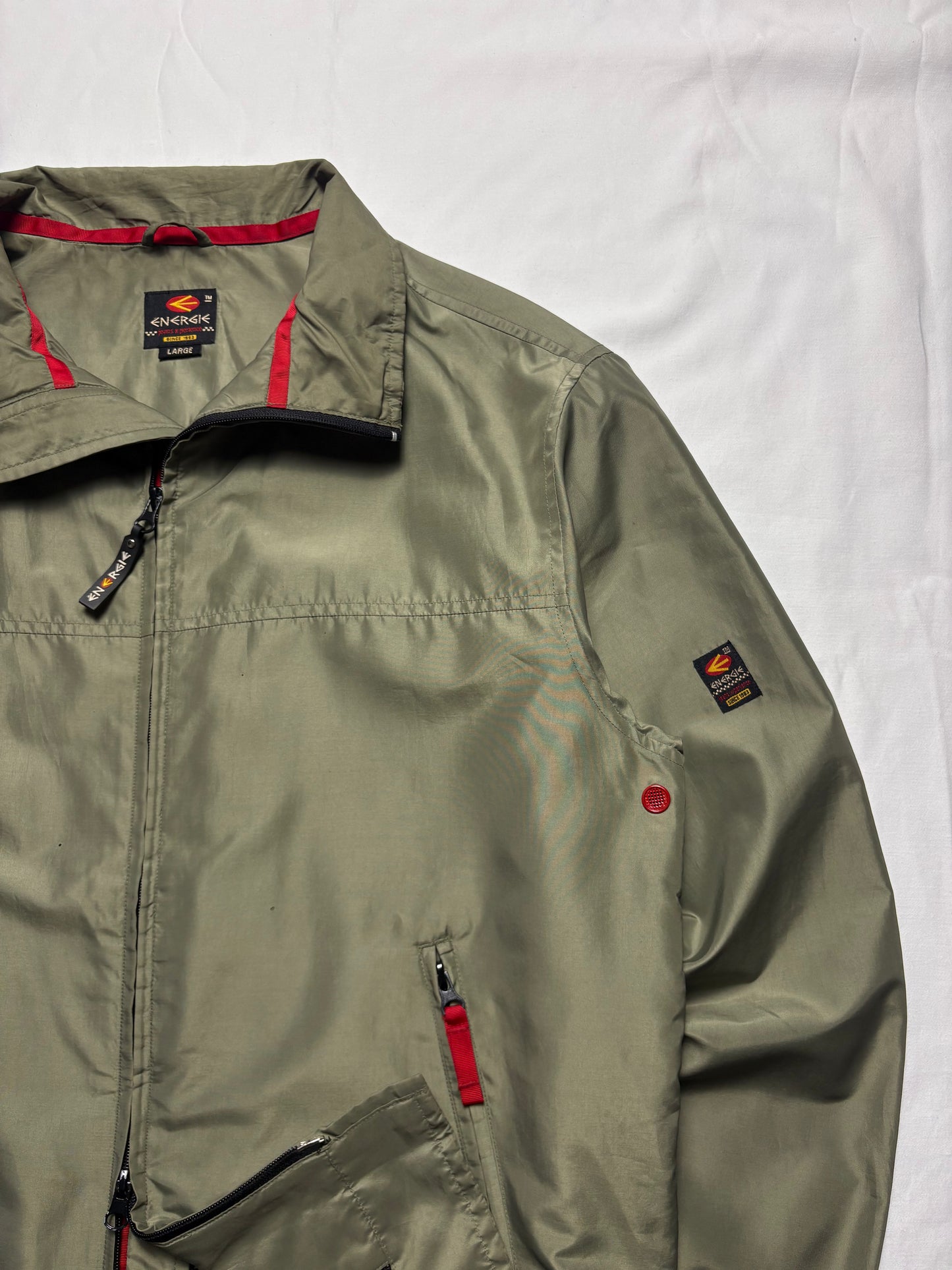 Vintage Energie Double Zip Khaki Technical Track Top (L)