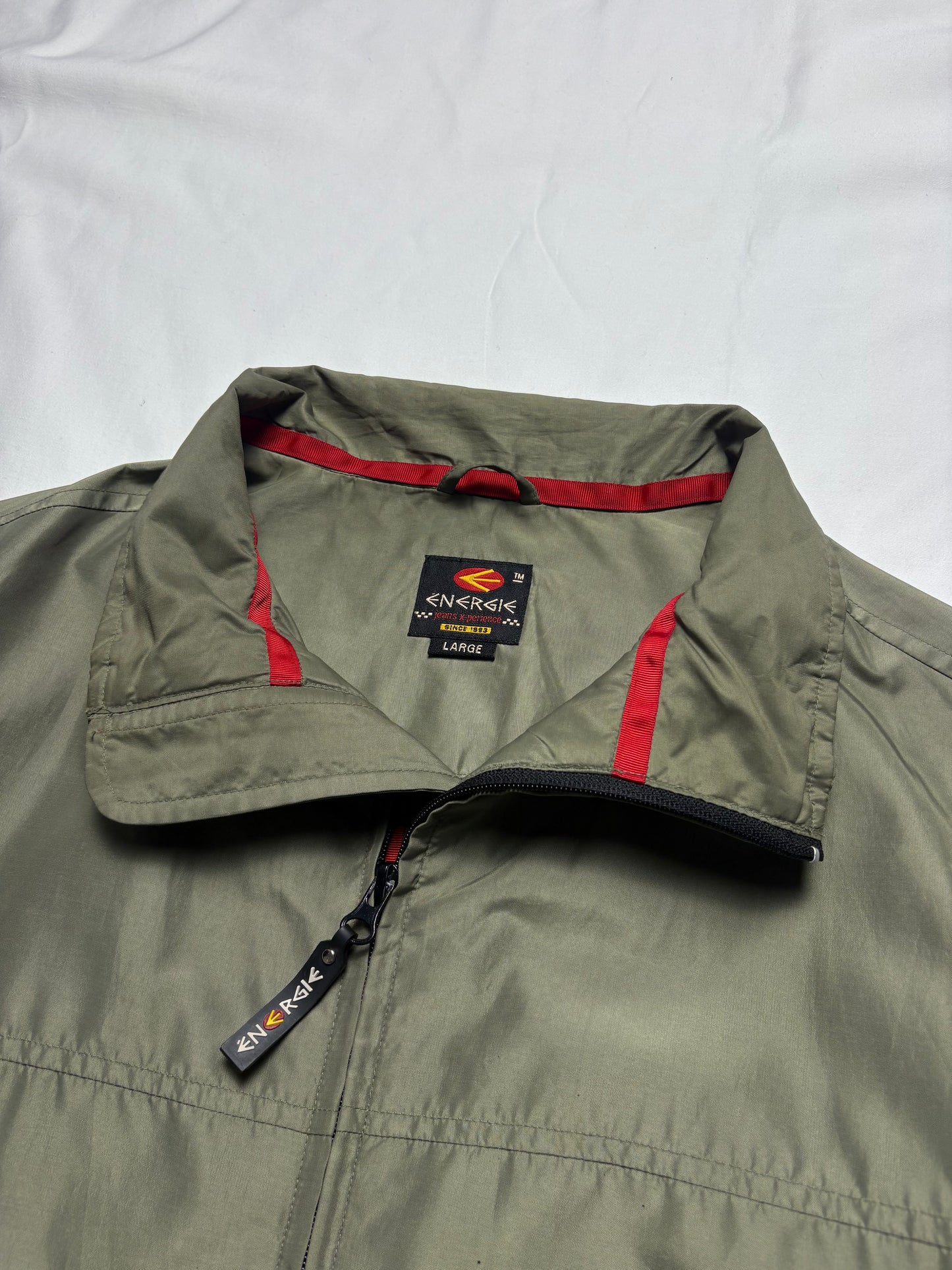 Vintage Energie Double Zip Khaki Technical Track Top (L)