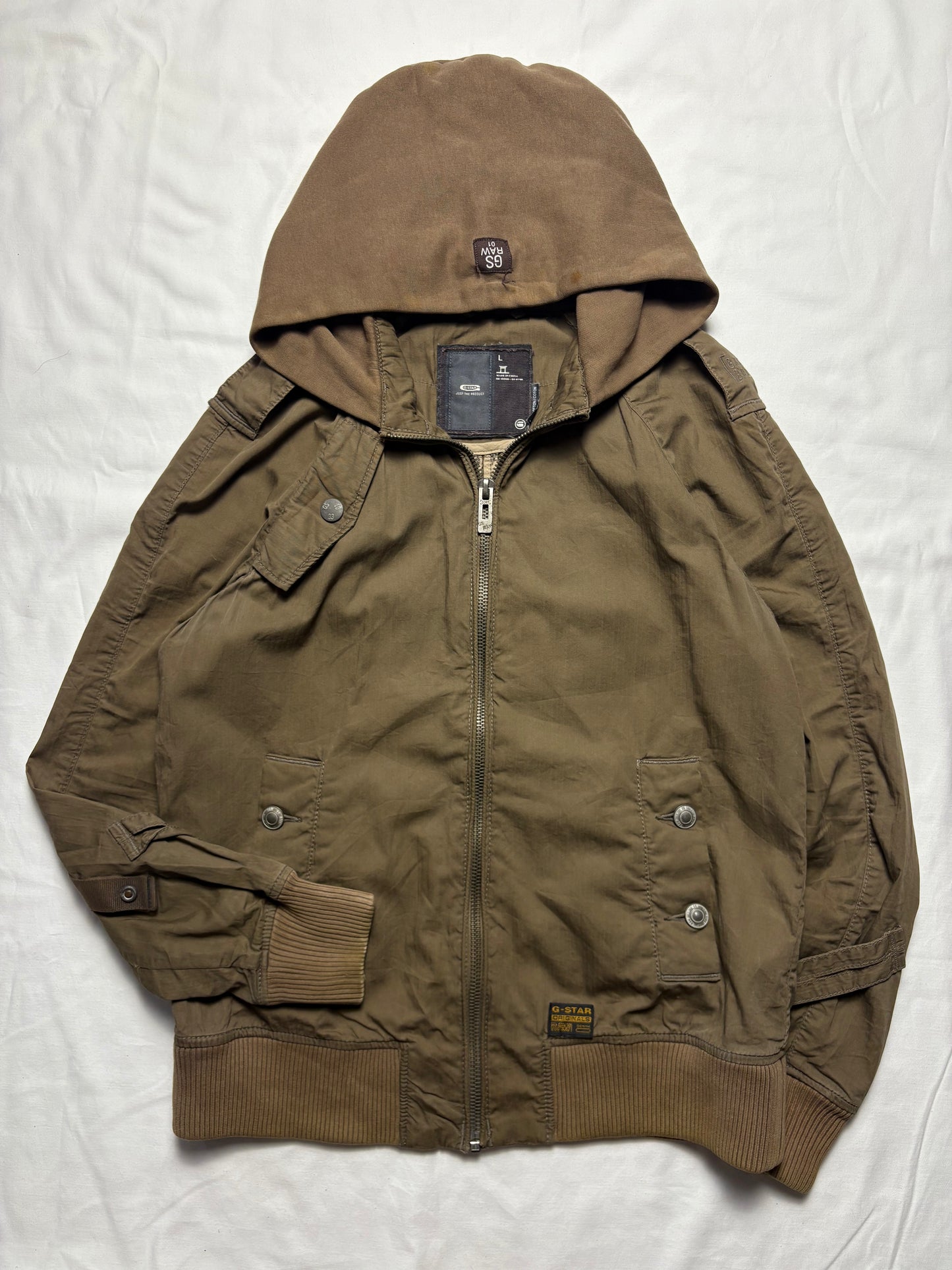G-Star Canvas 2000s Khaki Brown Zip Up Jacket (L)