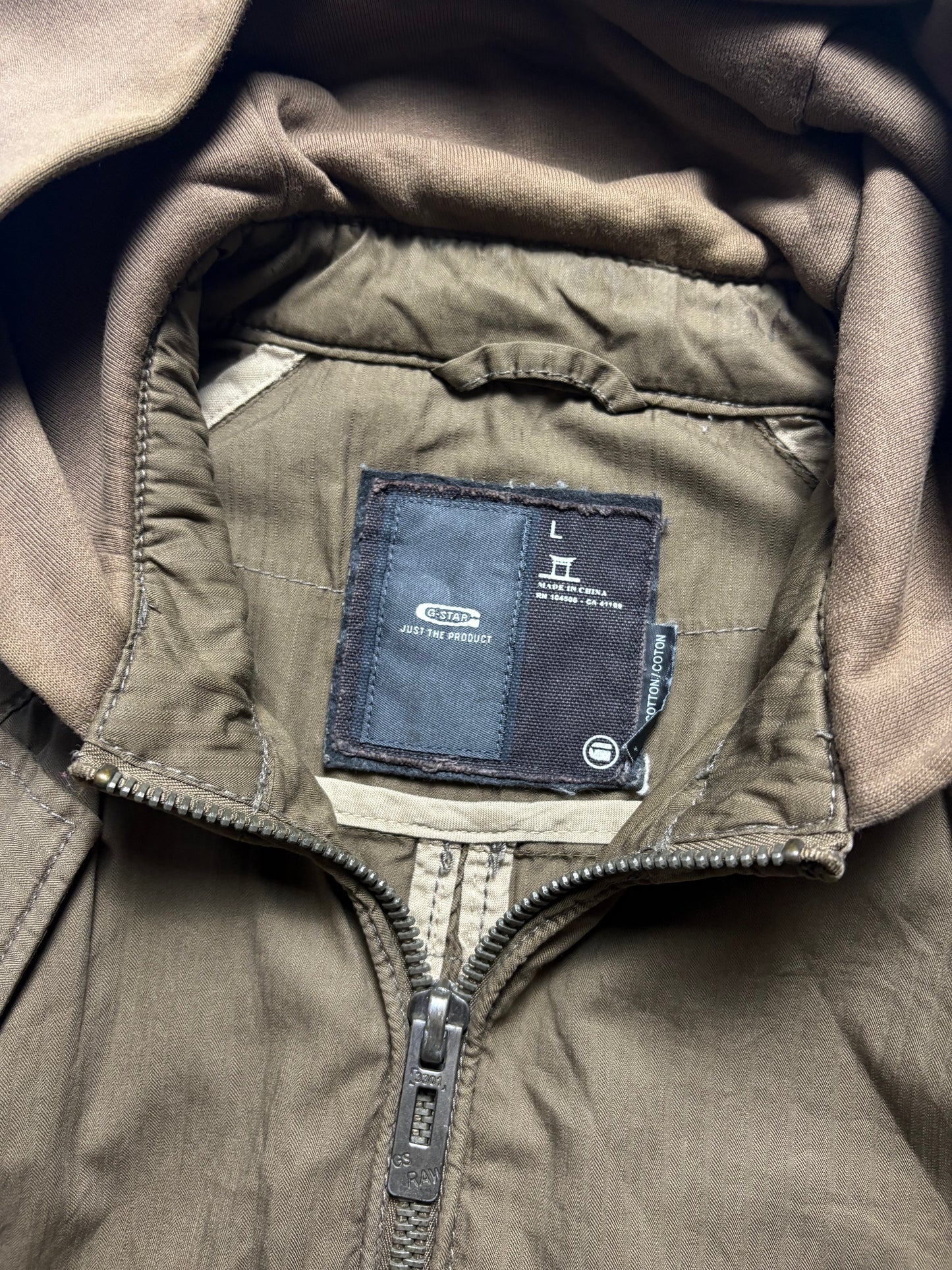 G-Star Canvas 2000s Khaki Brown Zip Up Jacket (L)