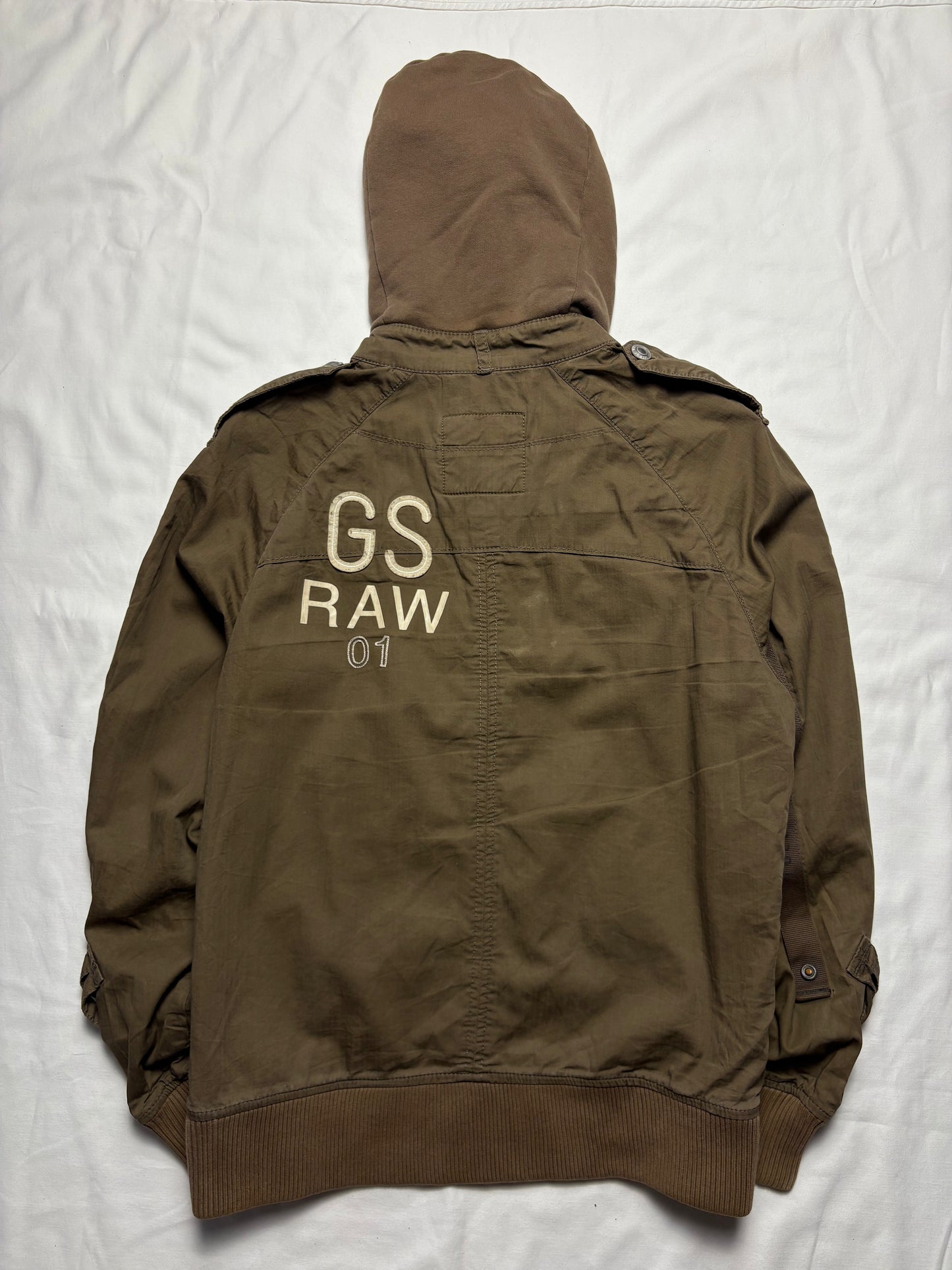 G-Star Canvas 2000s Khaki Brown Zip Up Jacket (L)