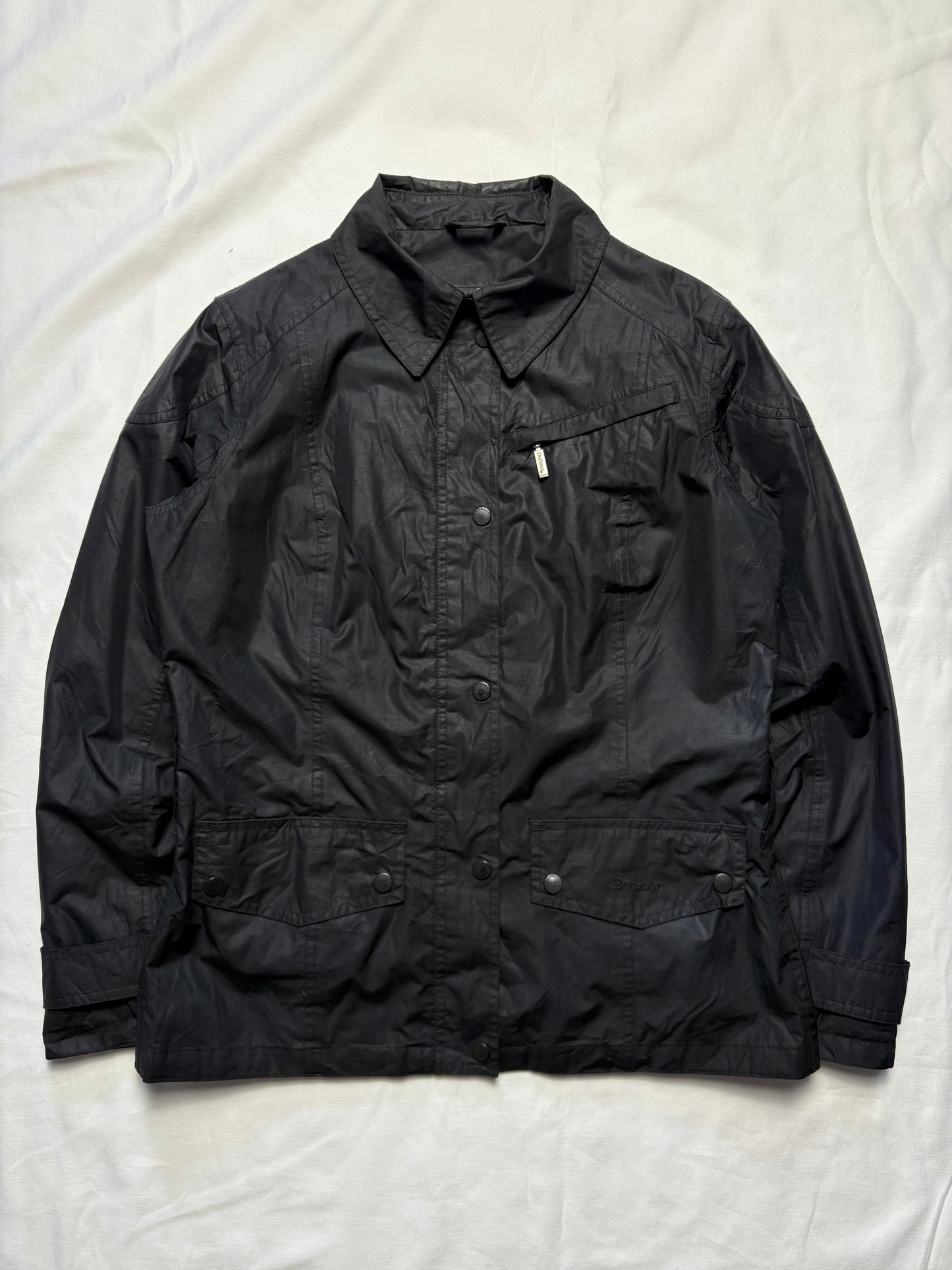 Barbour Utility Multi Pocket Black Wax Jacket (women's M)
