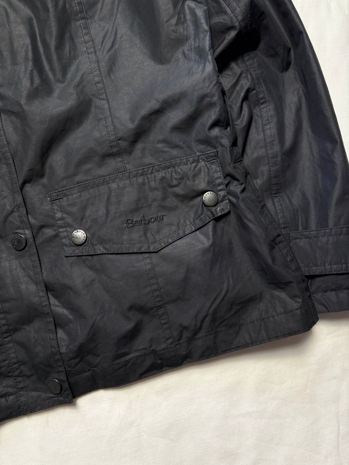 Barbour Utility Multi Pocket Black Wax Jacket (women's M)