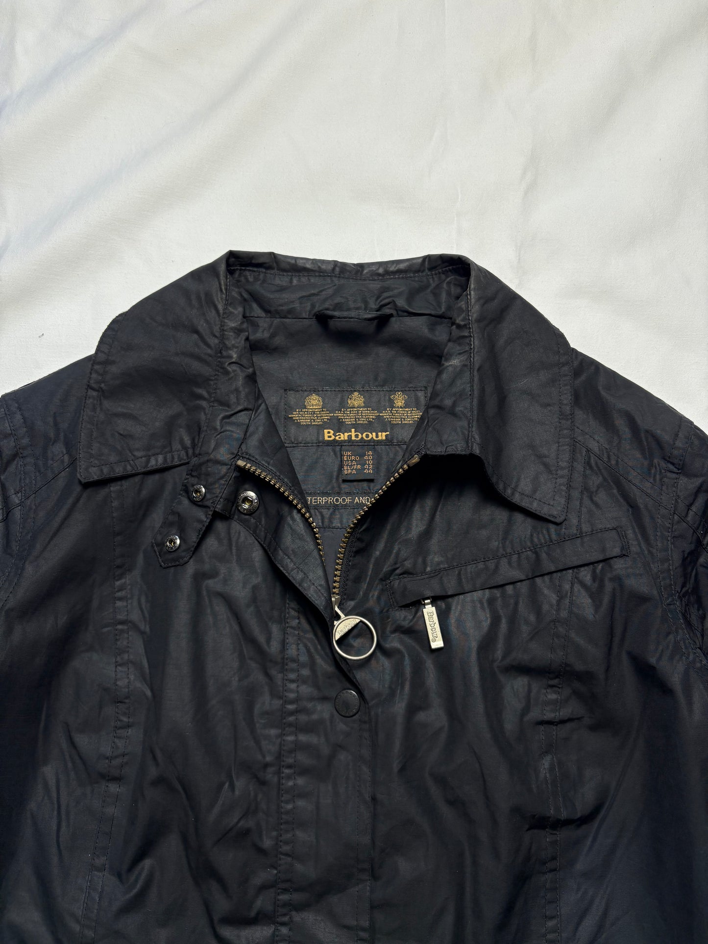 Barbour Utility Multi Pocket Black Wax Jacket (women's M)