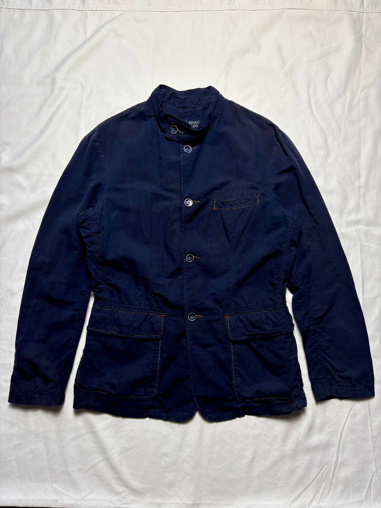 Armani Jeans 00s Silk Cotton Navy Shirt (women's L)