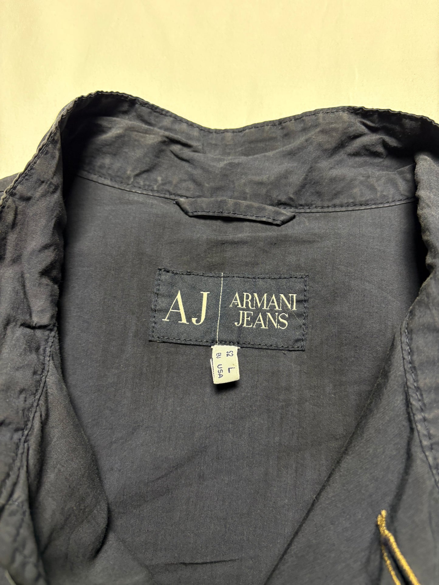 Armani Jeans 00s Silk Cotton Navy Shirt (women's L)