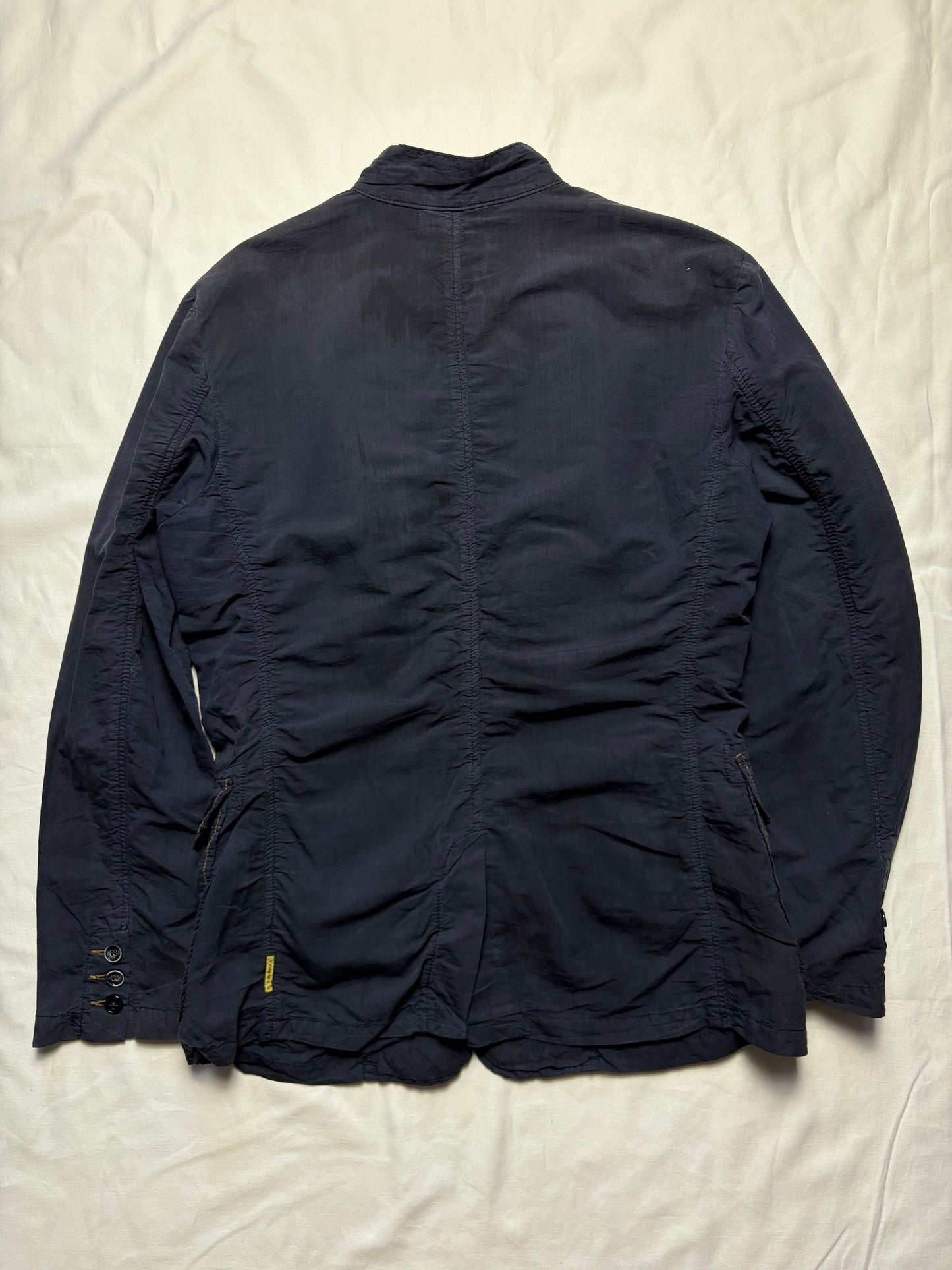 Armani Jeans 00s Silk Cotton Navy Shirt (women's L)