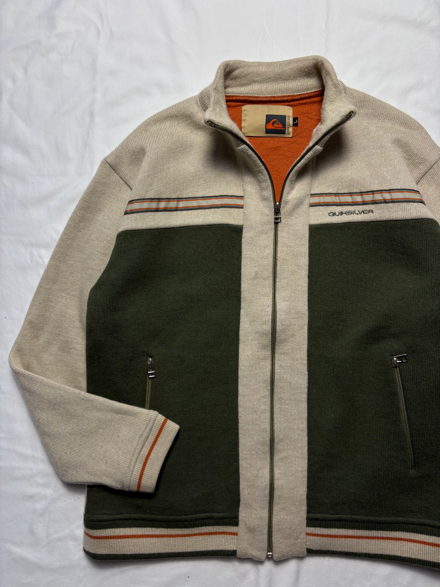 Quiksilver Surfwear 00s Heavyweight Zip Up Knit Jumper (L)