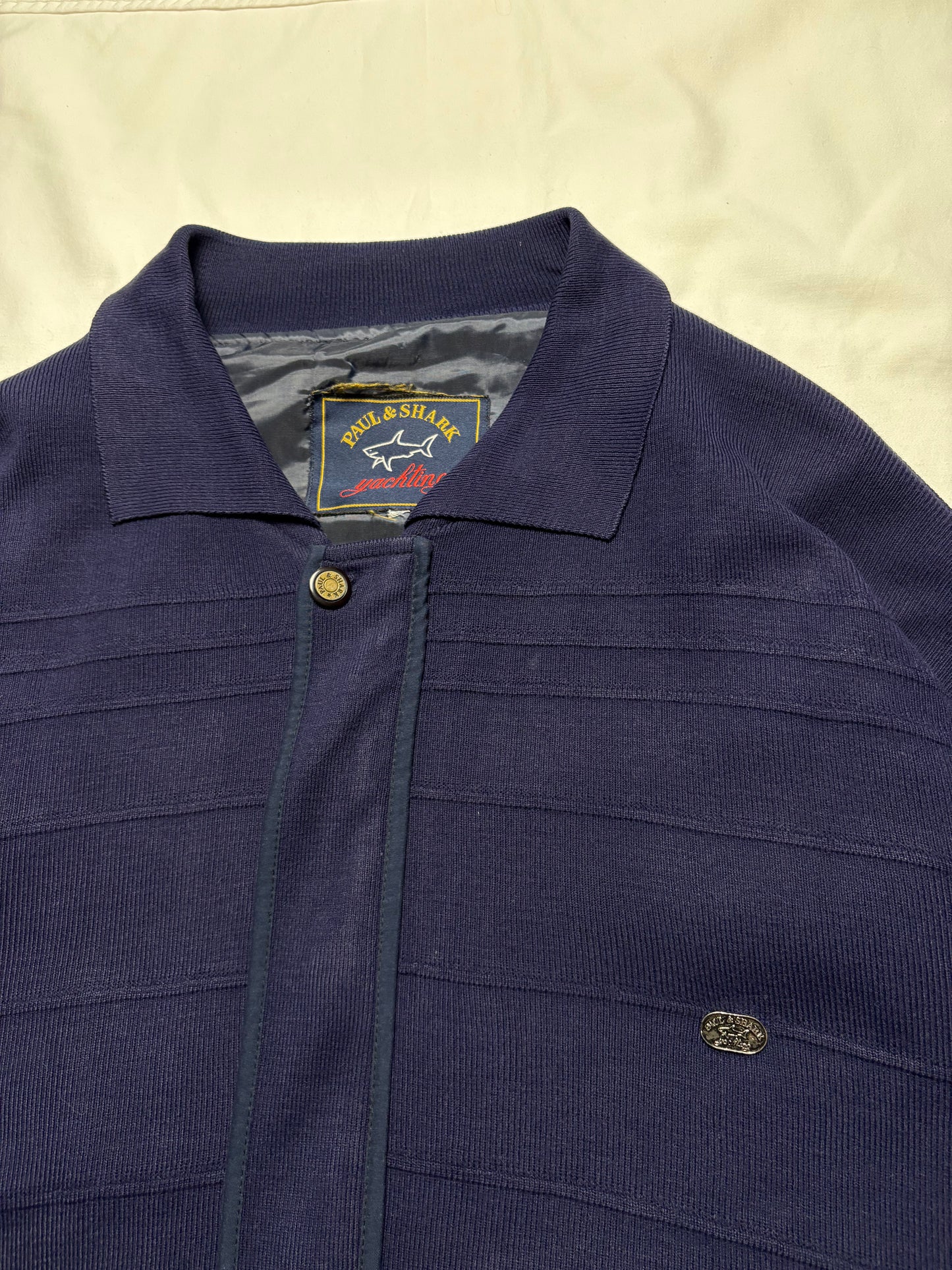 Paul & Shark 90s Navy Zip Up RIbbed Jacket (XXL)