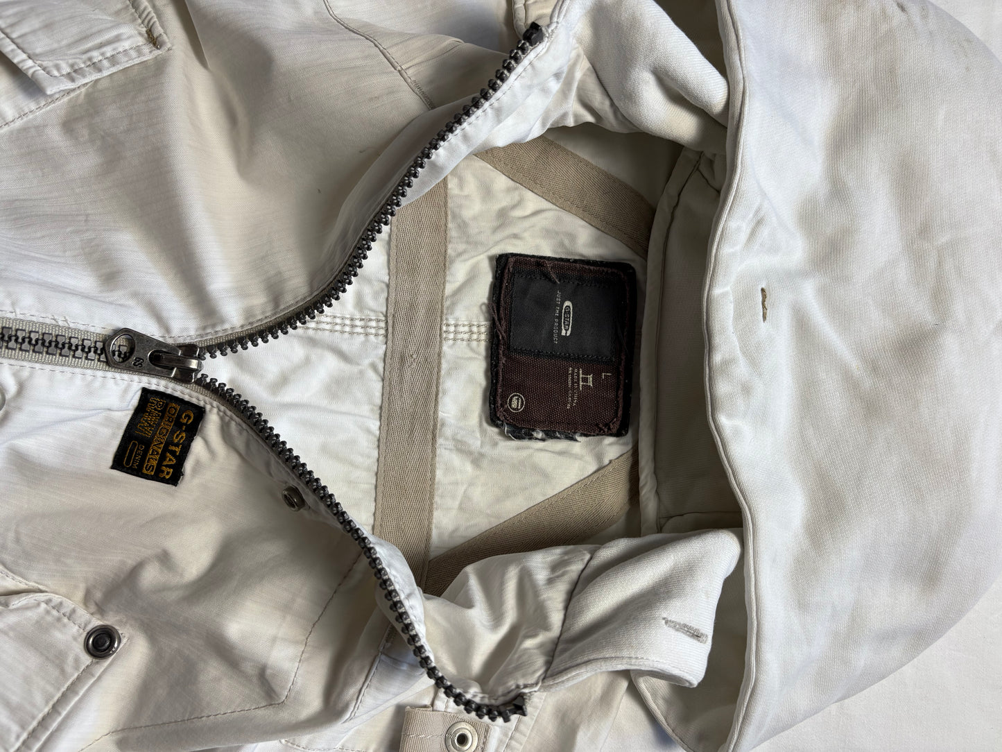 G-Star Canvas 2000s White Zip Up Jacket (L)