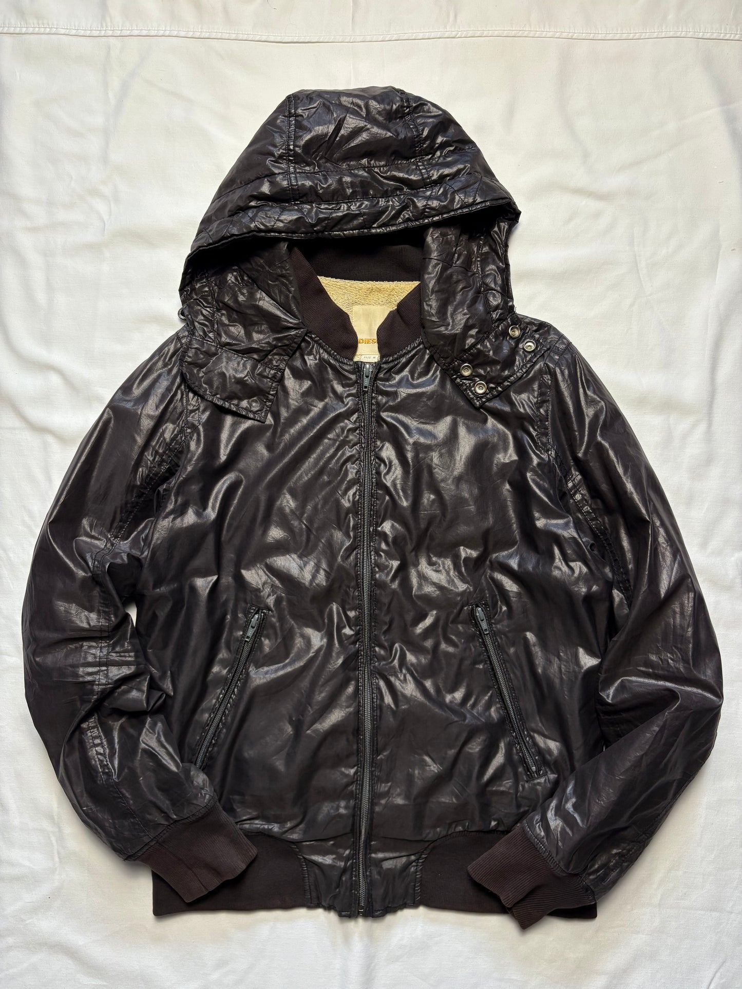 Diesel Industry 2000s Brown Shine Hooded Jacket (M)