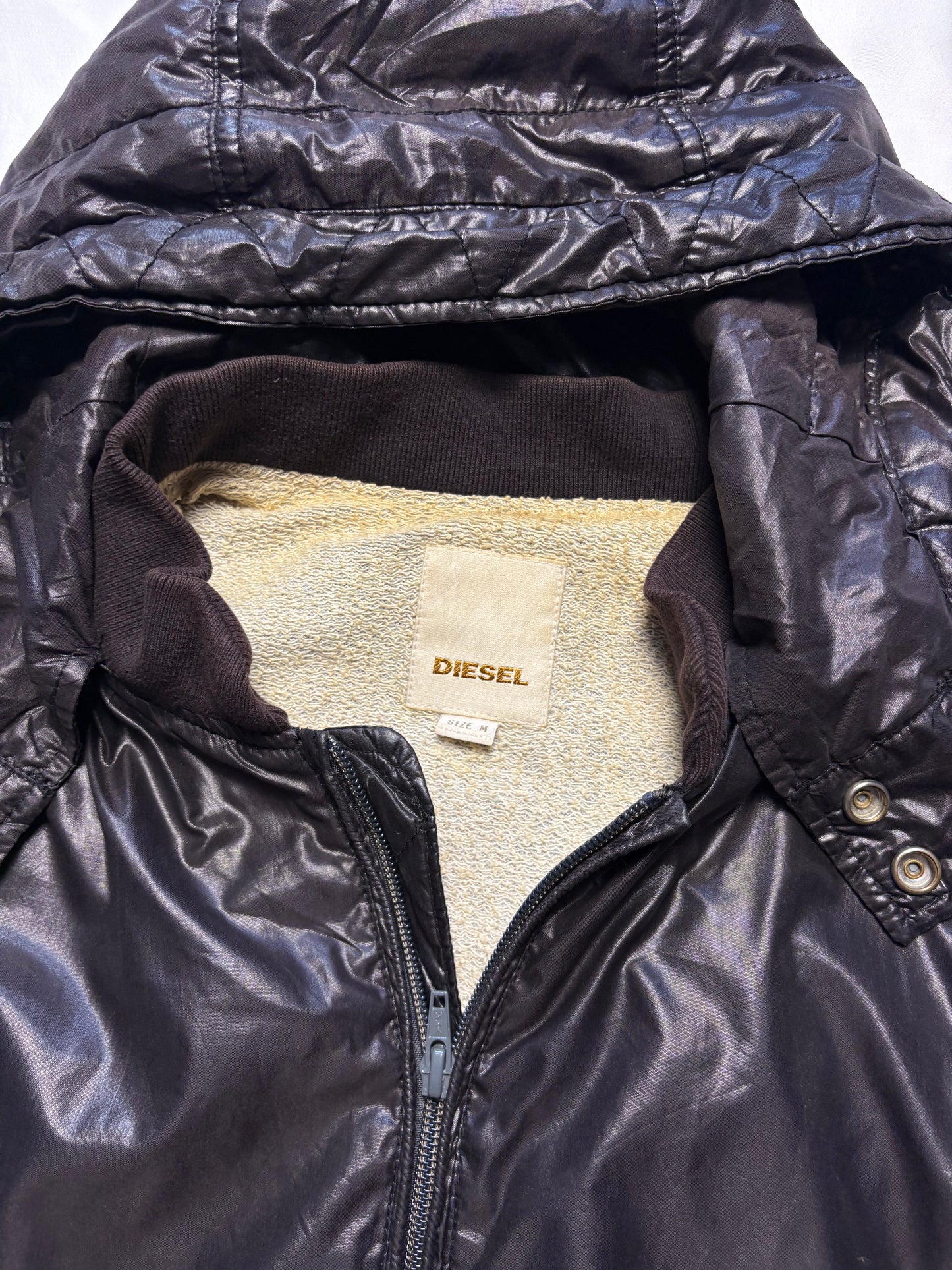 Diesel Industry 2000s Brown Shine Hooded Jacket (M)