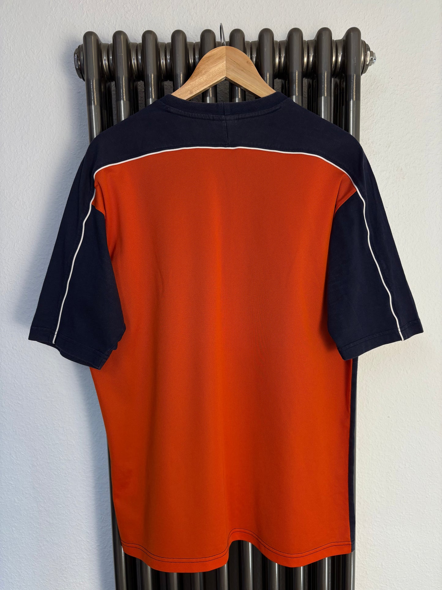 Nike 2000s Orange + Navy Mini Swoosh Athletic Tee (M)