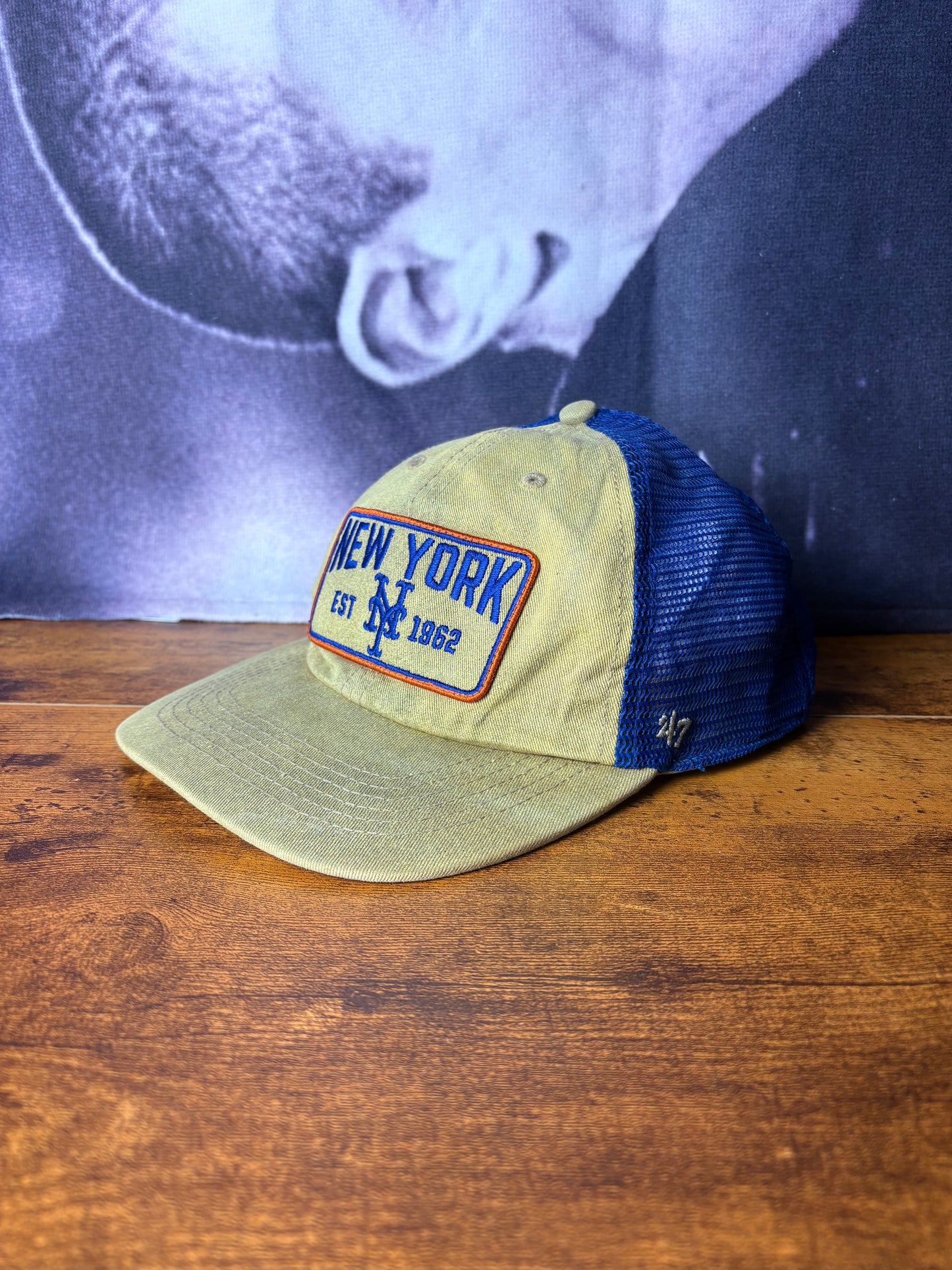 Vintage New York Yankees Beige + Blue Trucker Hat