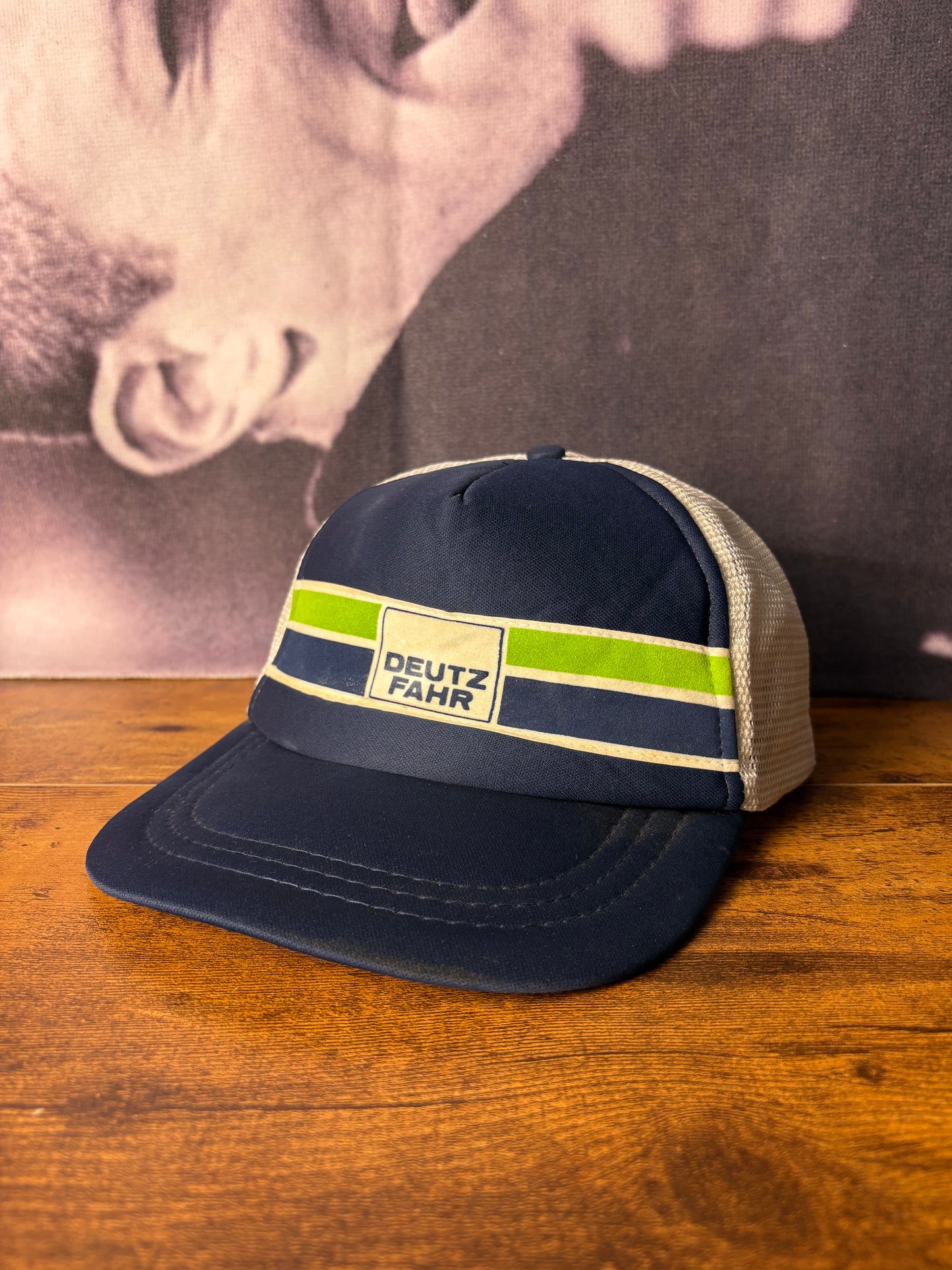Vintage German Navy Blue + White Trucker Hat