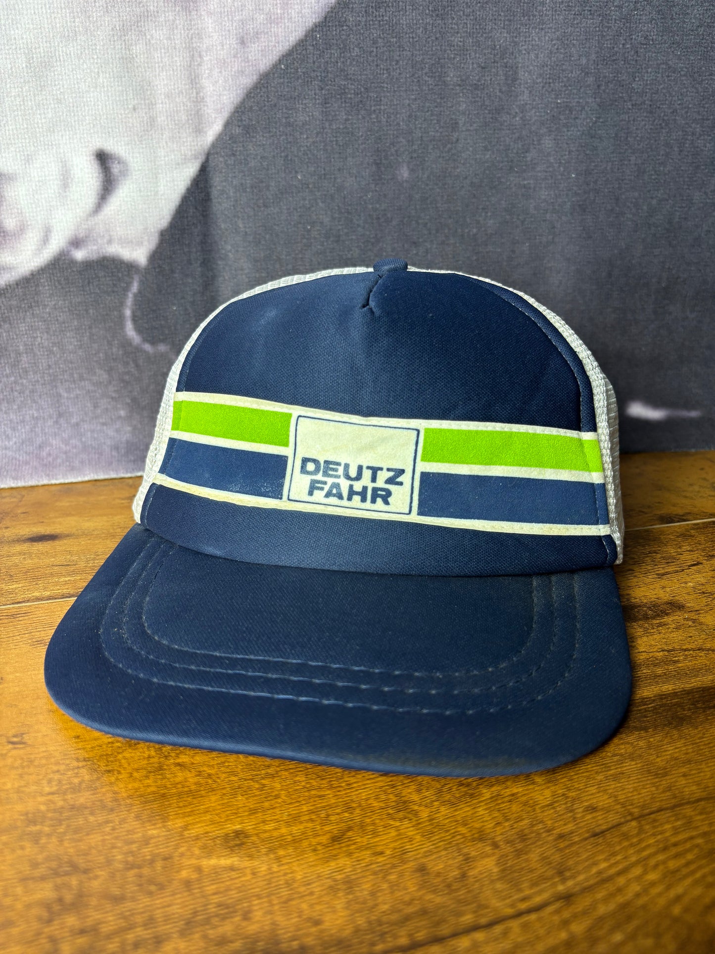 Vintage German Navy Blue + White Trucker Hat