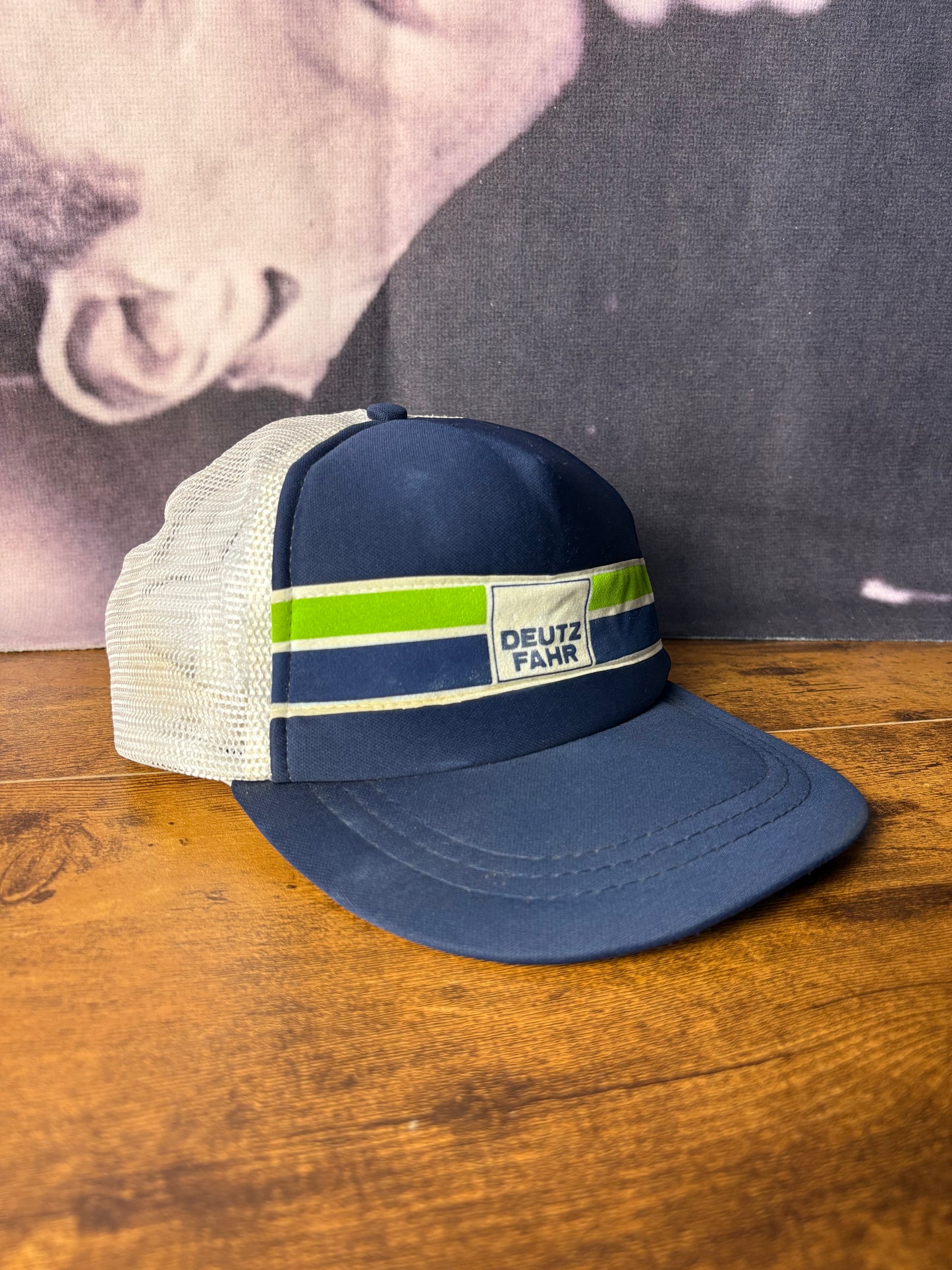 Vintage German Navy Blue + White Trucker Hat