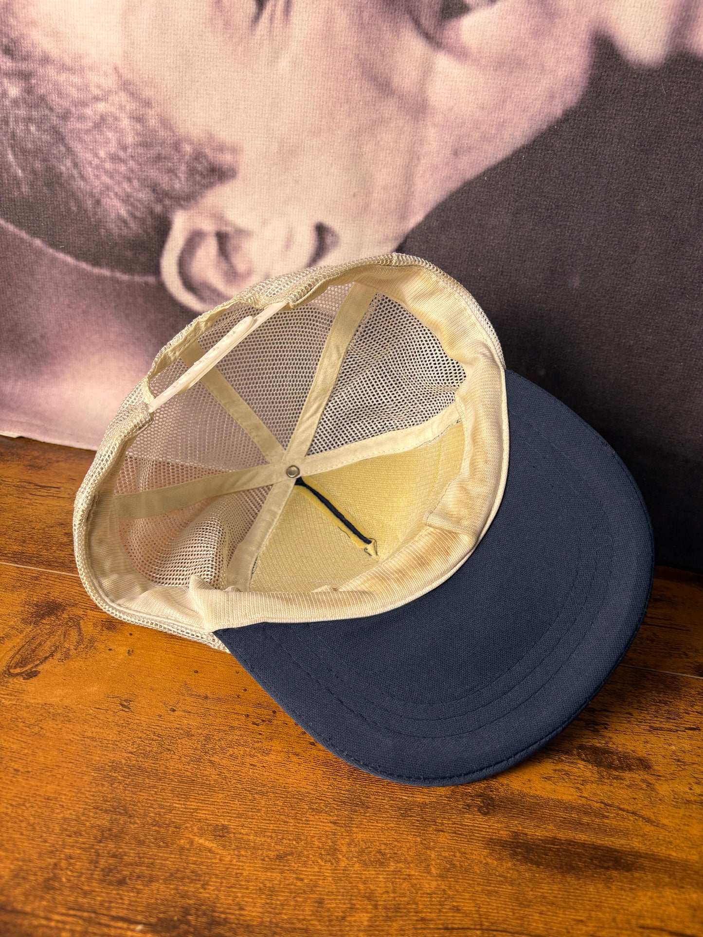 Vintage German Navy Blue + White Trucker Hat