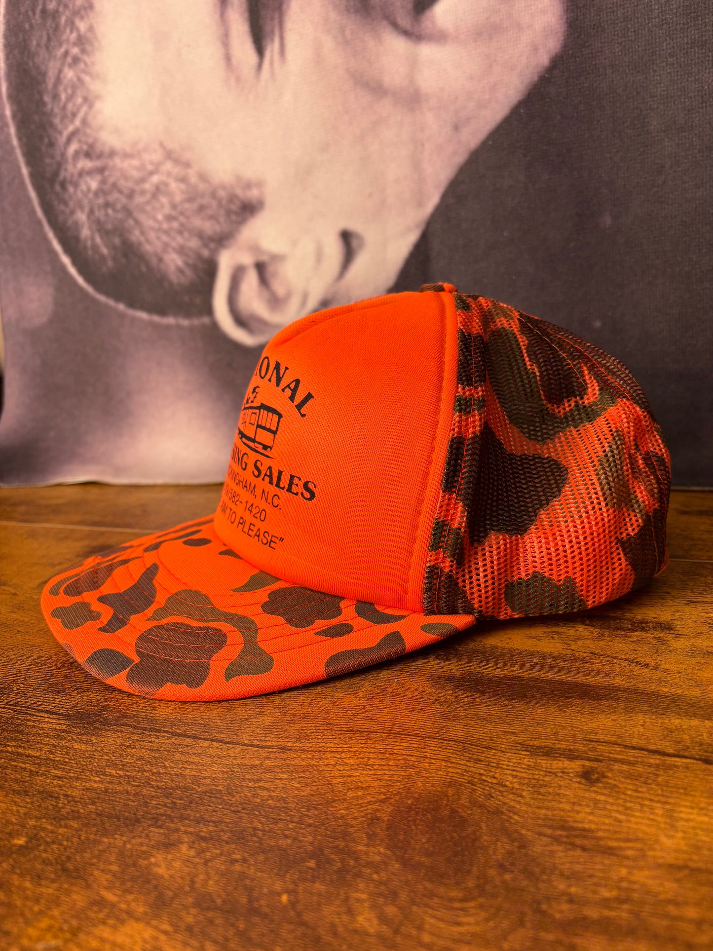 Vintage Hunting Camo Orange Trucker Hat