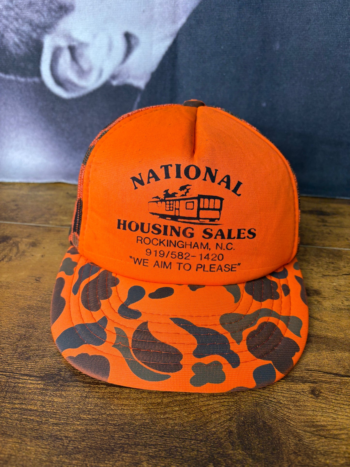 Vintage Hunting Camo Orange Trucker Hat