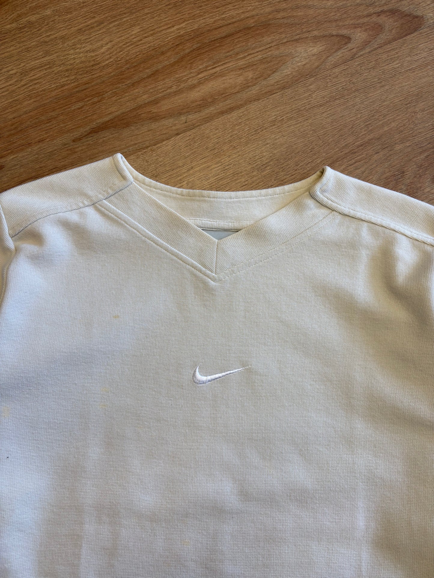 Nike Centre Swoosh 2000s Cream Ribbed Jumper (women's M)
