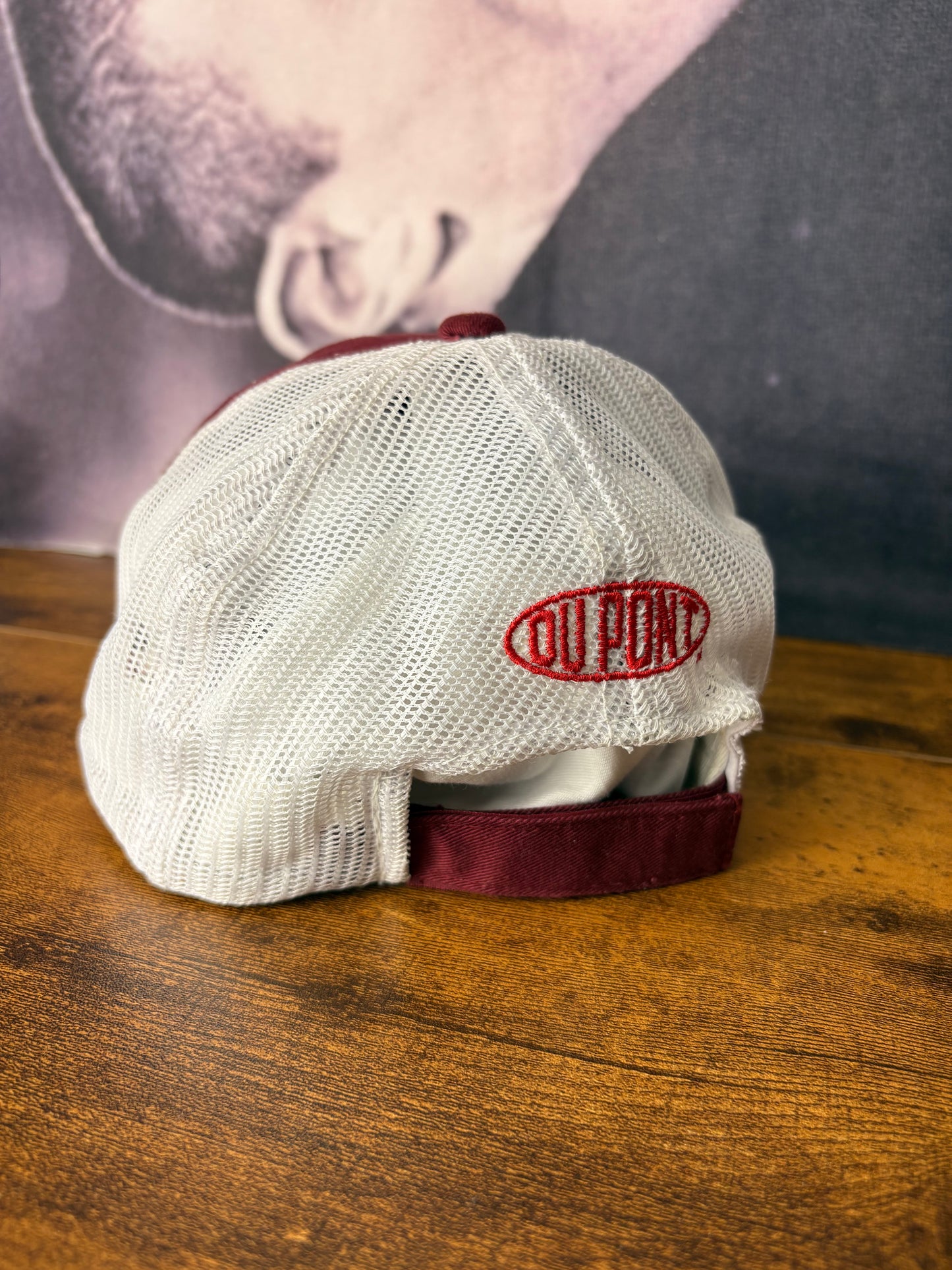 Vintage Dupont Racing Burgundy + White Trucker Hat