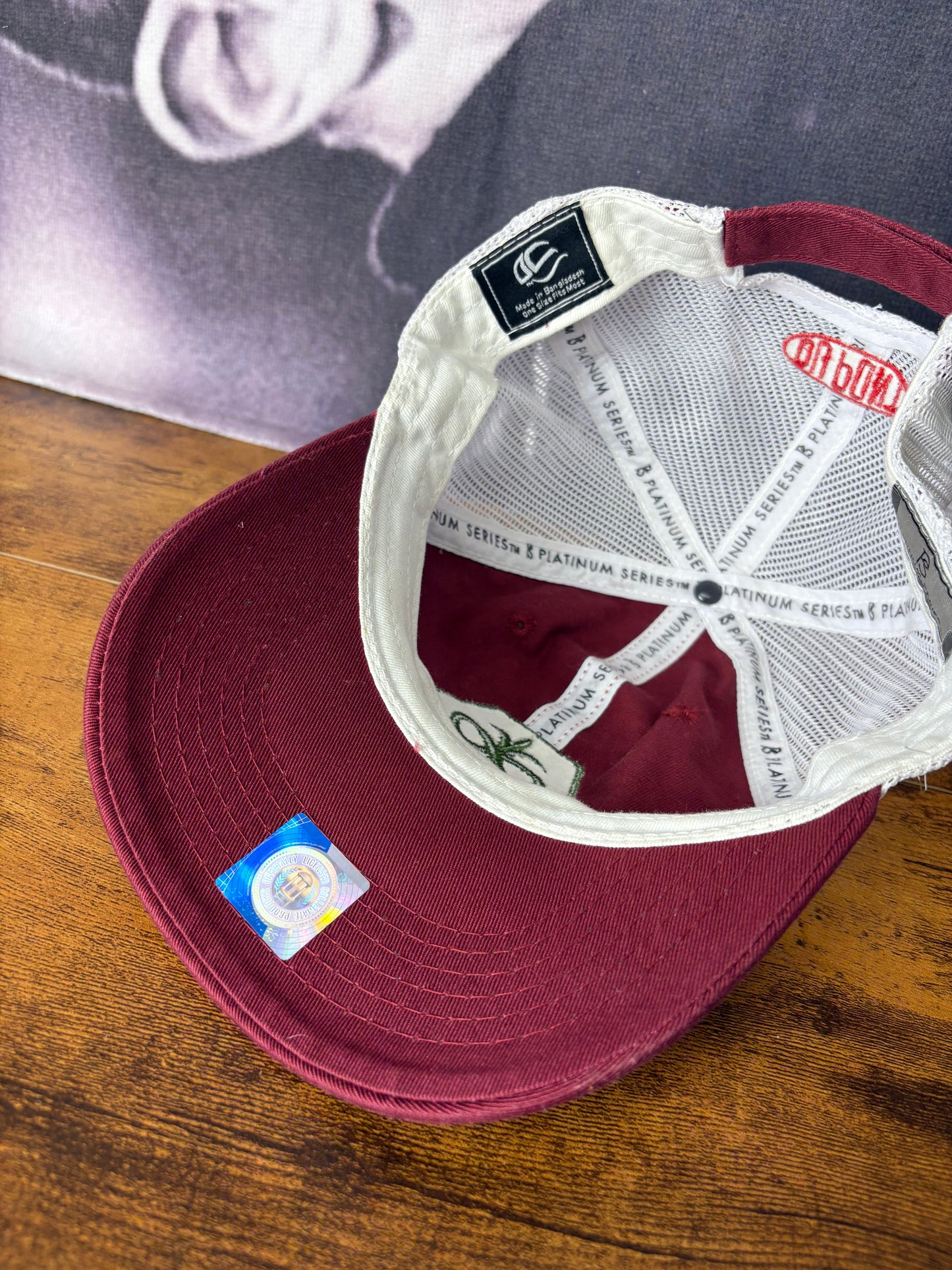 Vintage Dupont Racing Burgundy + White Trucker Hat