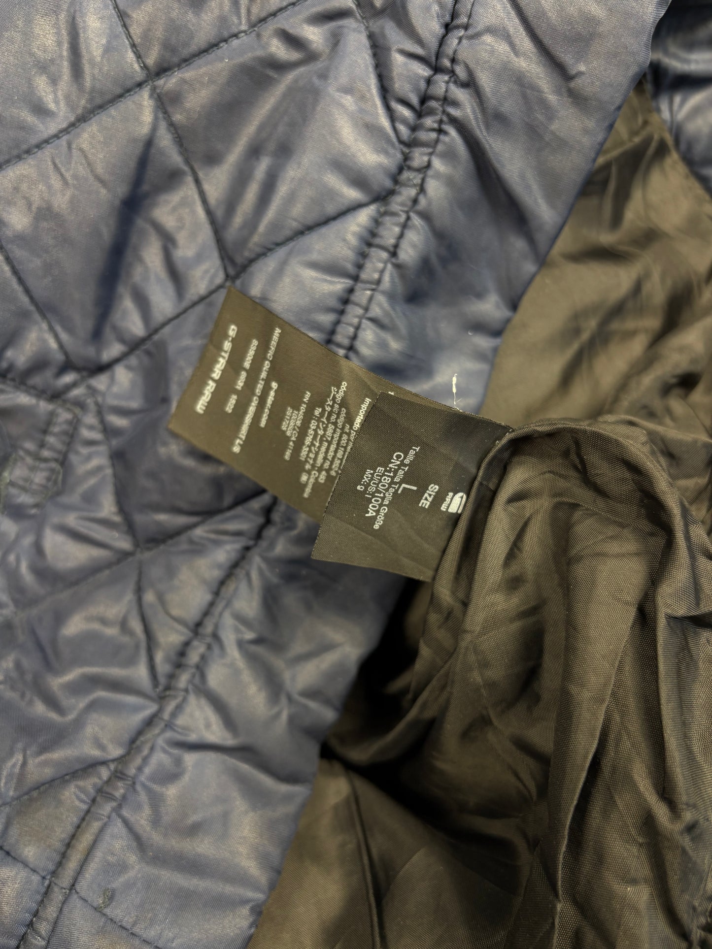2000s G-Star Navy Diamond Stitch Quilted Jacket (L)
