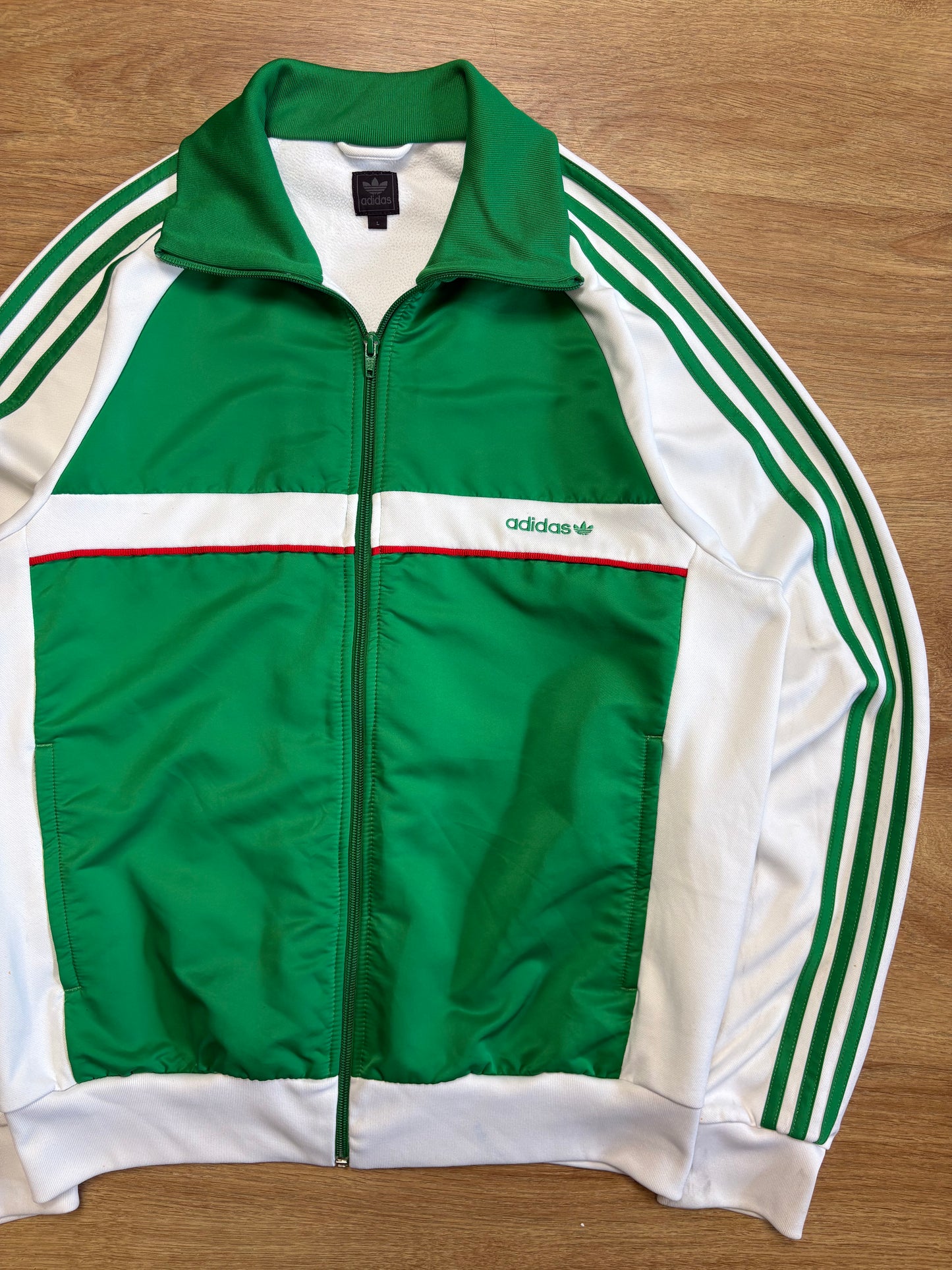 Adidas Trefoil 2000s Mexico White + Green Track Jacket (L)
