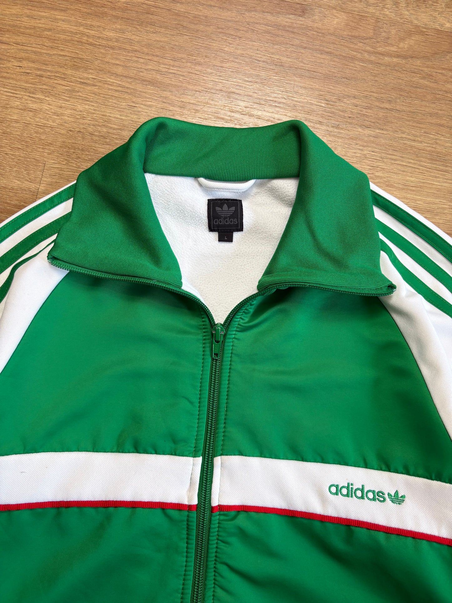 Adidas Trefoil 2000s Mexico White + Green Track Jacket (L)