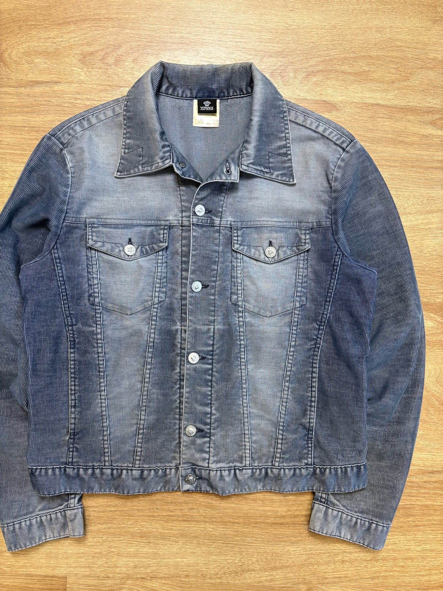 Versace Jeans 90s Washed Blue Corduroy Trucker Jacket (M)