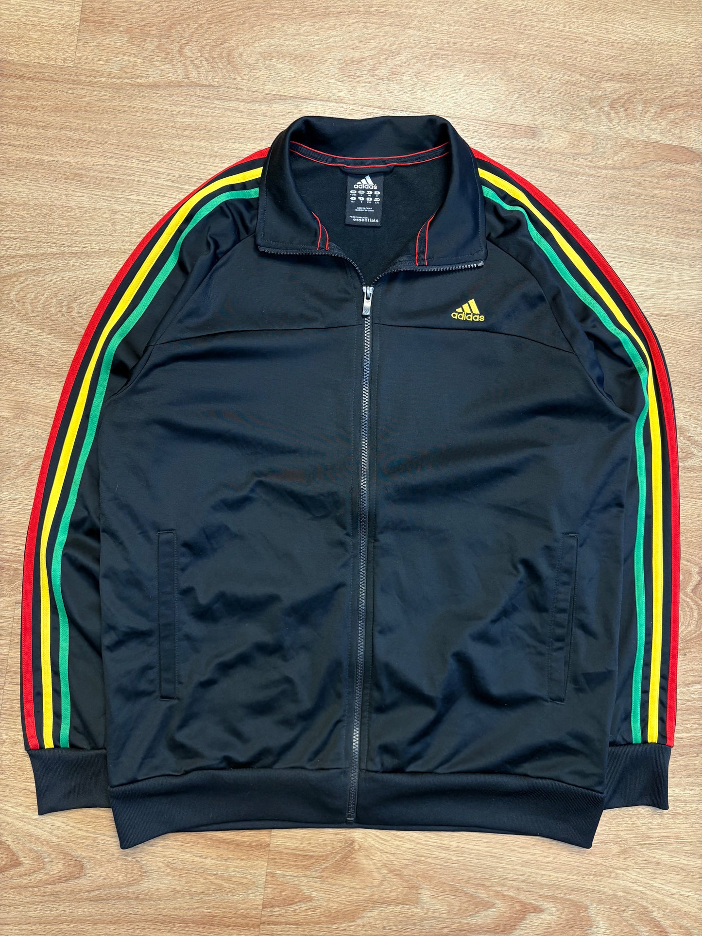 Adidas Essentials 2000s Rasta Black Track Jacket (L)