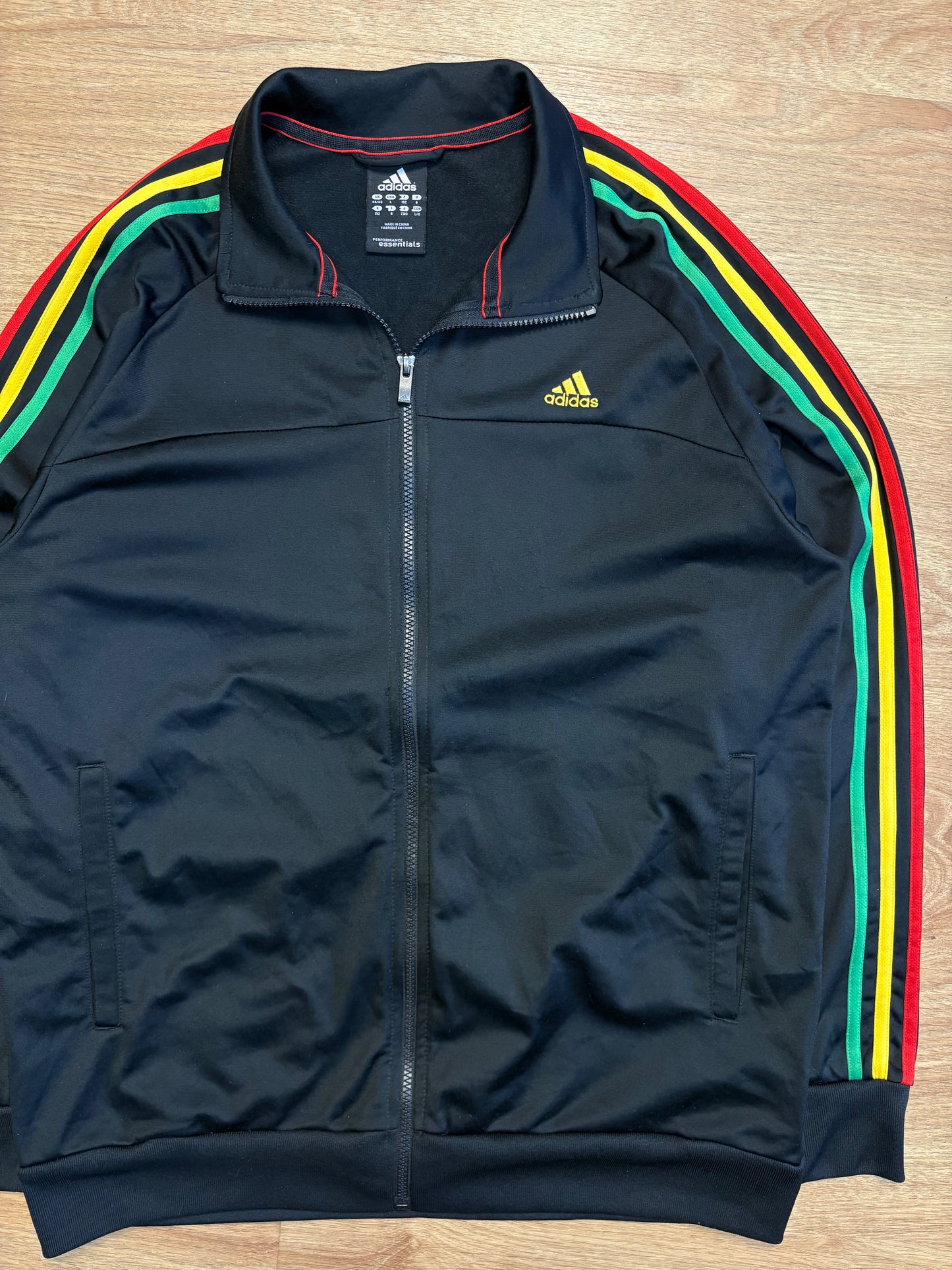 Adidas Essentials 2000s Rasta Black Track Jacket (L)