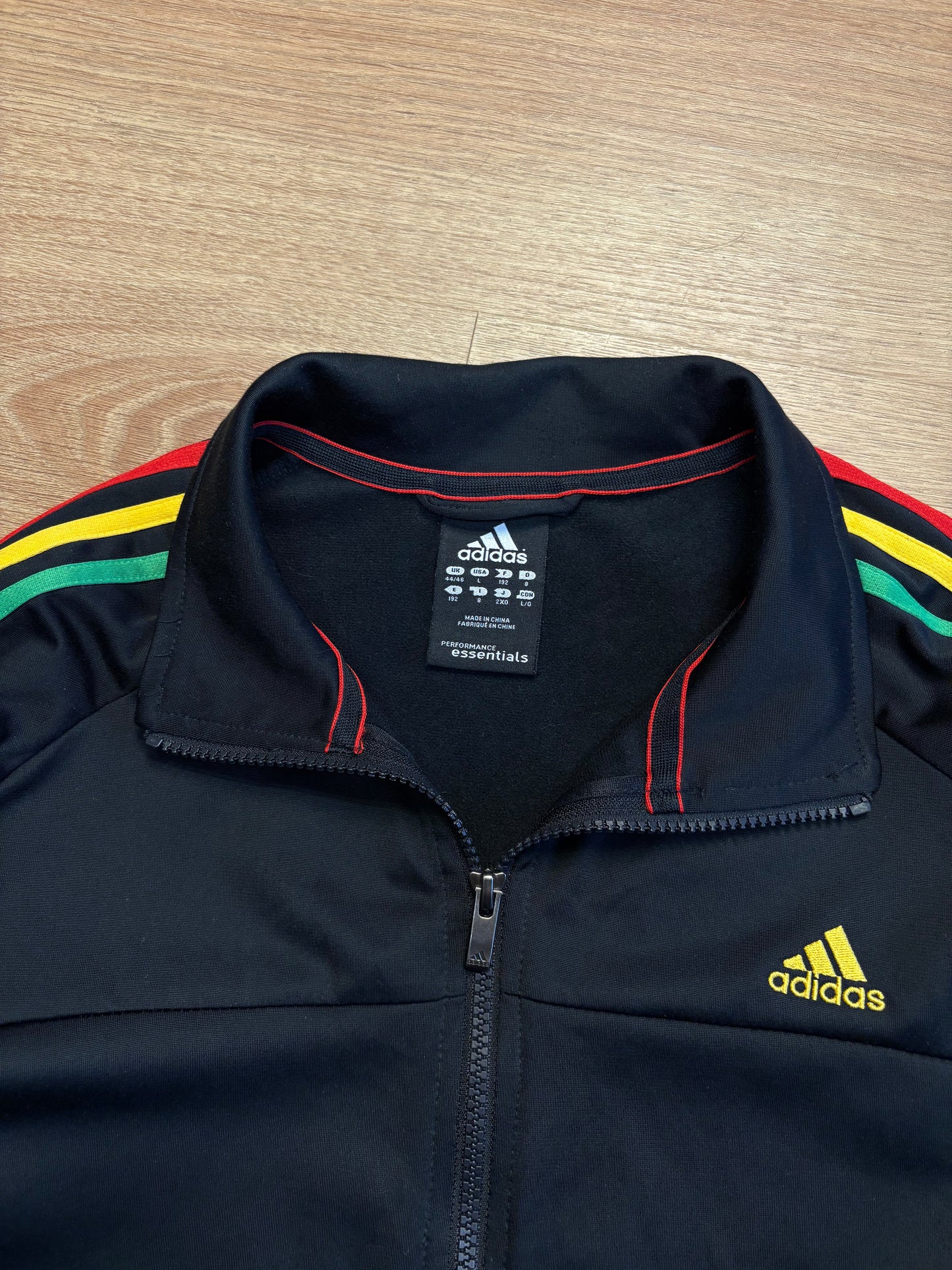 Adidas Essentials 2000s Rasta Black Track Jacket (L)