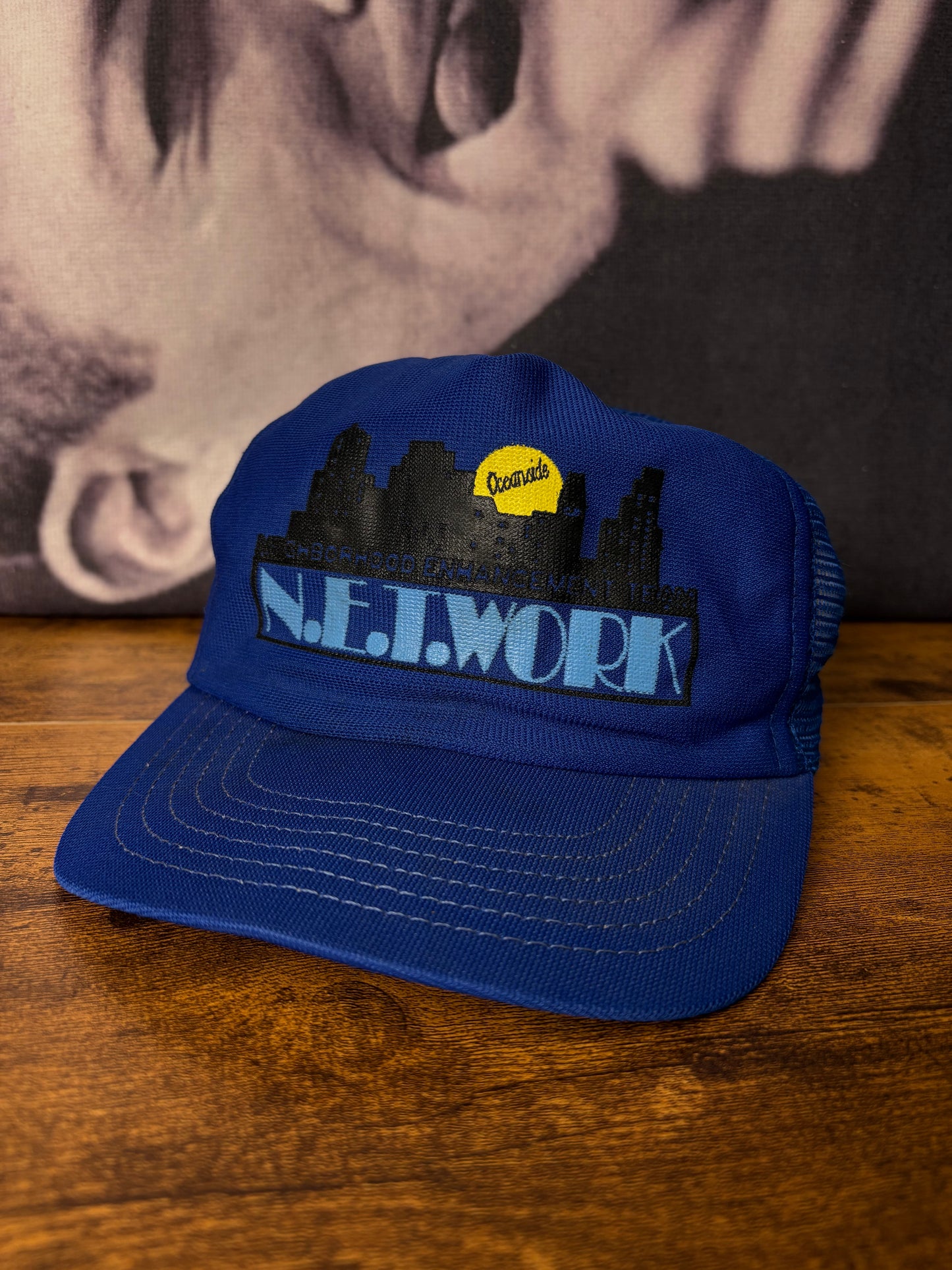Vintage Oceanside Navy Blue Trucker Hat