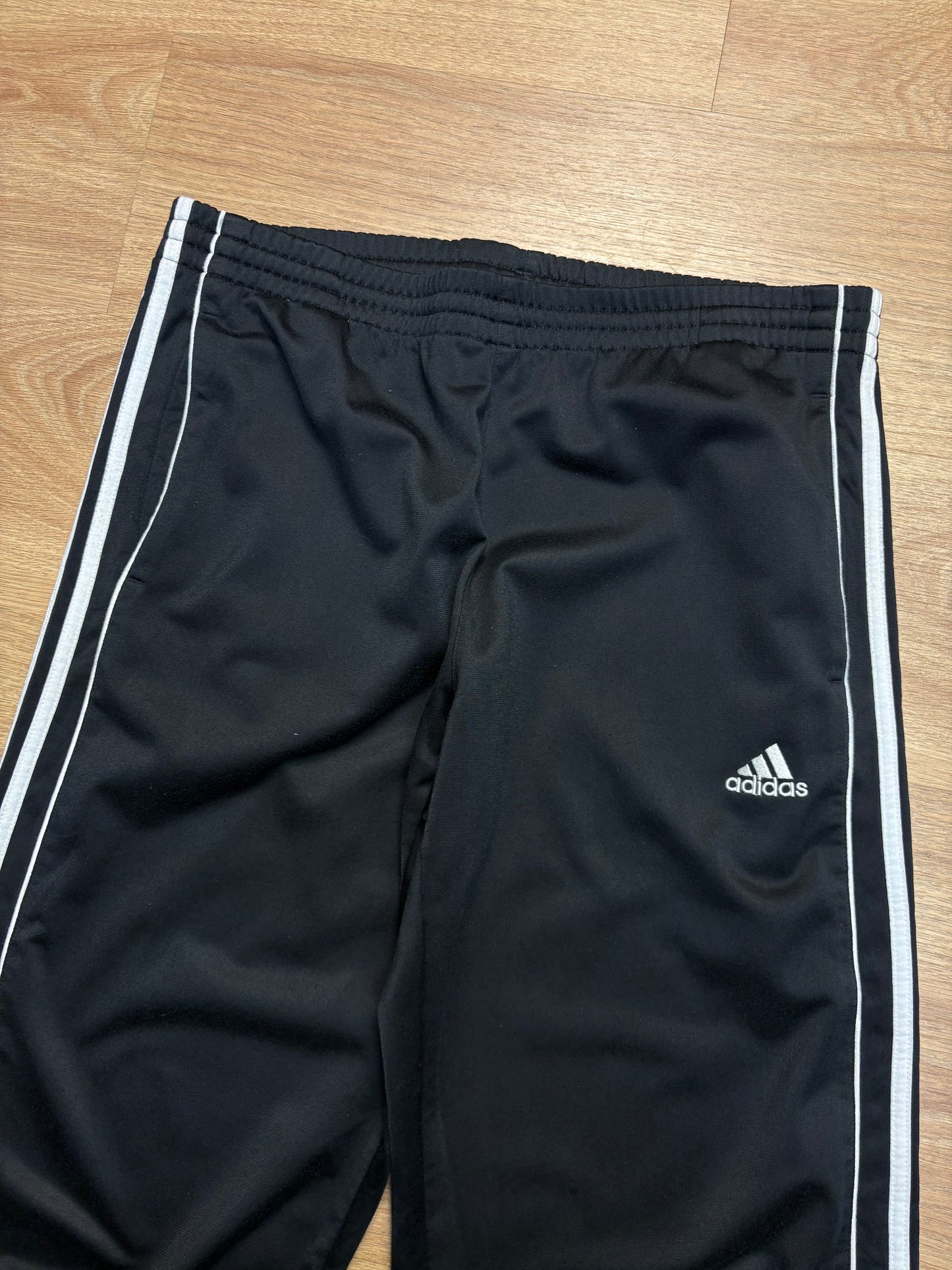 Adidas Three Stripes 2000s Black Super Baggy Track Pants (S)
