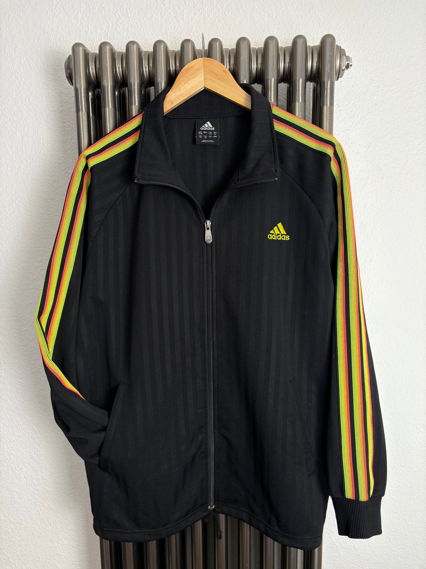 Adidas Rasta 2000s Black Three Stripe Track Jacket (L)