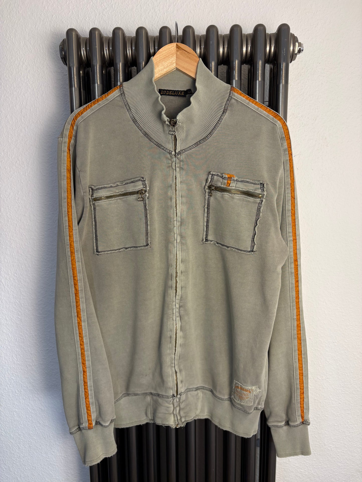 Vintage Petrol Khaki Contrast Stitch Track Top (M)