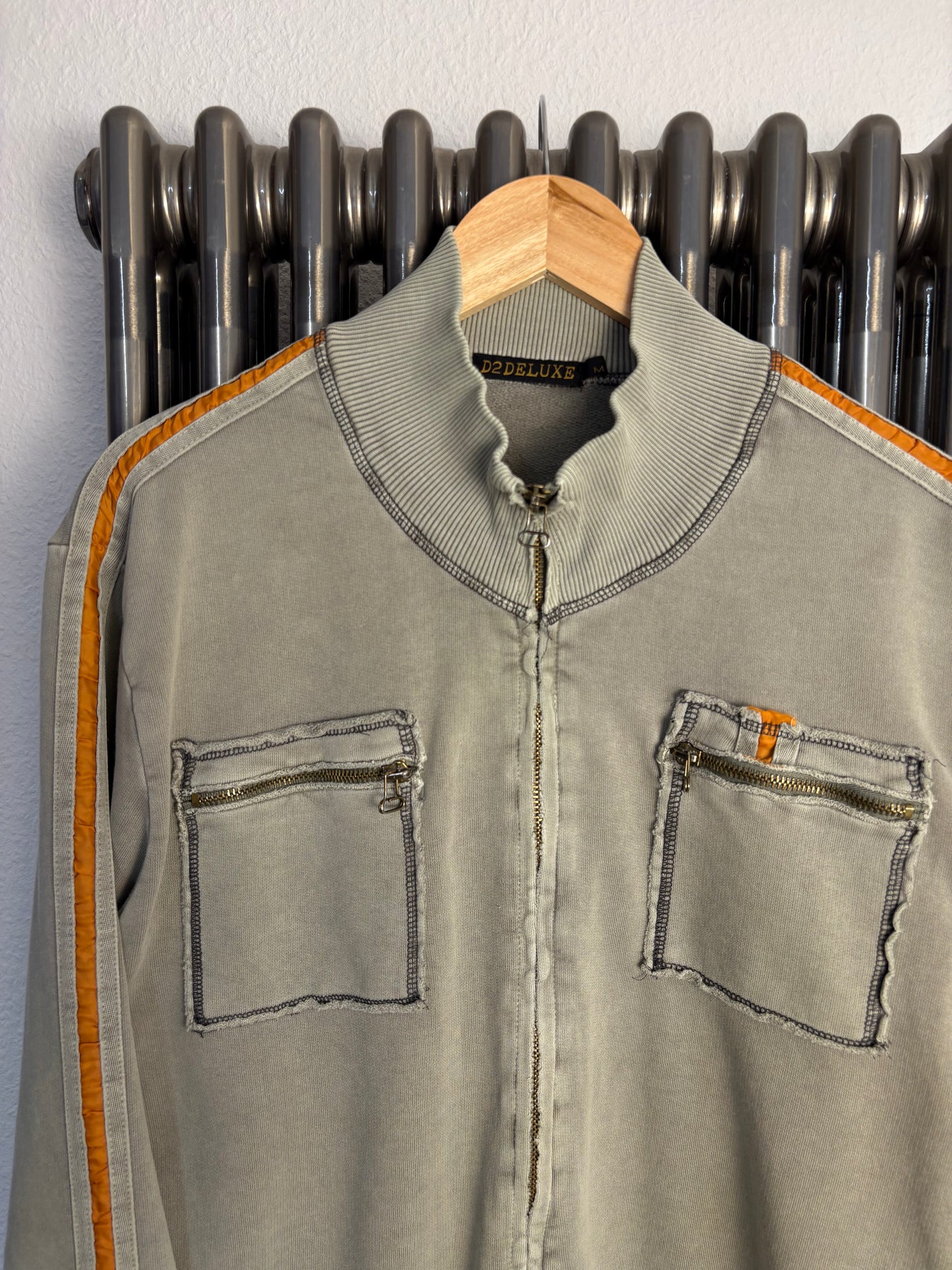 Vintage Petrol Khaki Contrast Stitch Track Top (M)