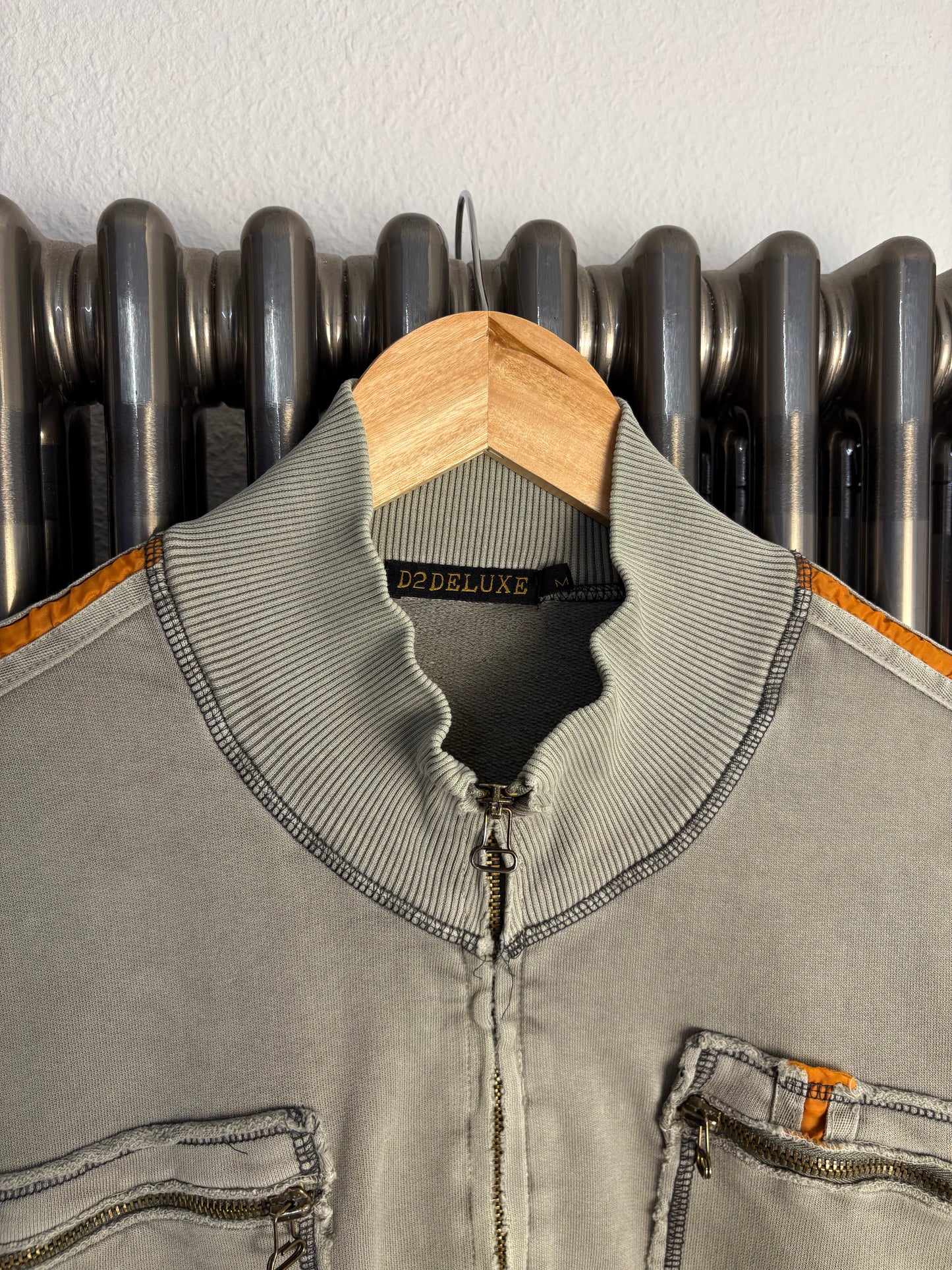 Vintage Petrol Khaki Contrast Stitch Track Top (M)