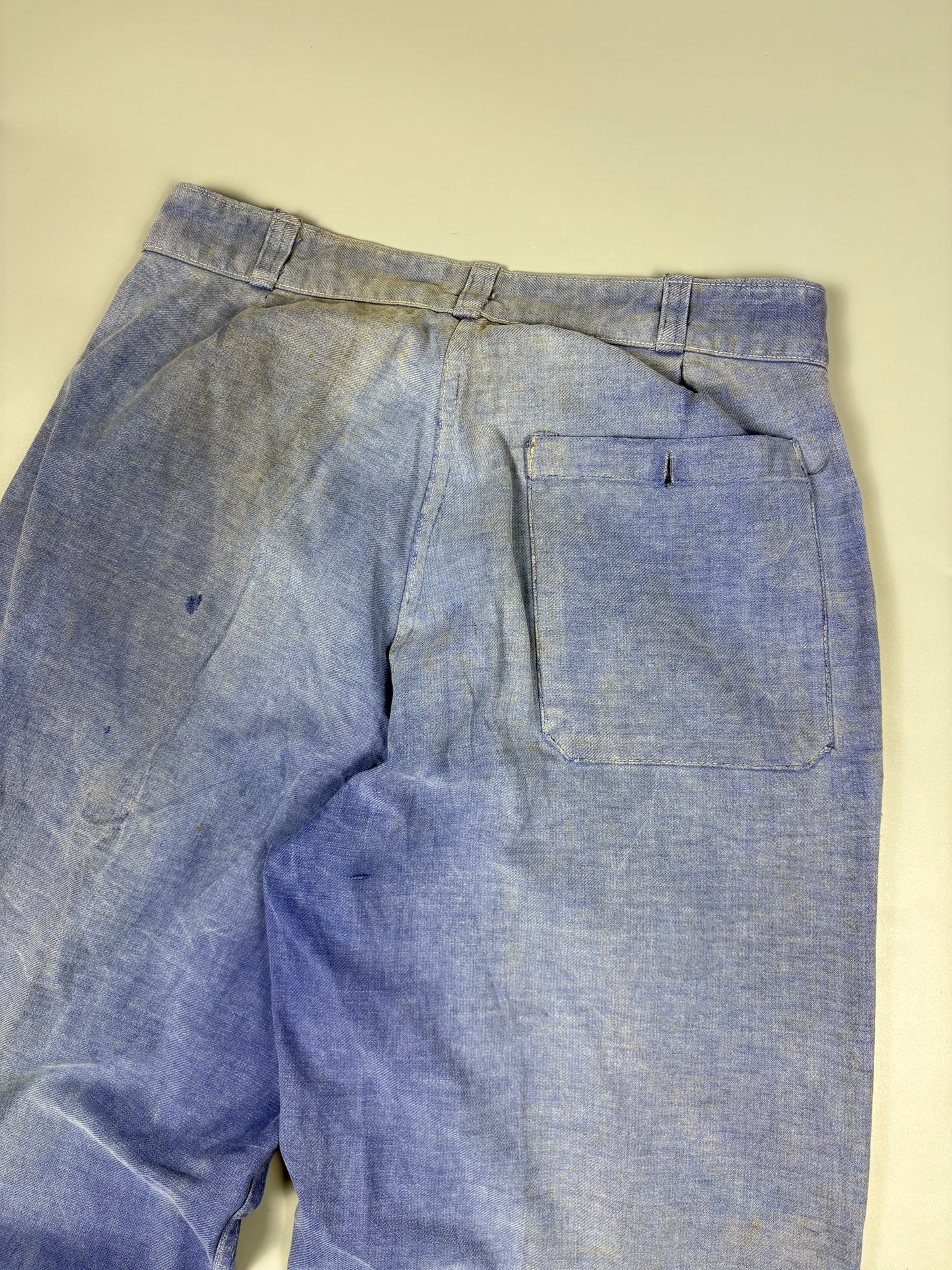 True Vintage 1950s French Workwear Homemade Double Knee Trousers (30w)