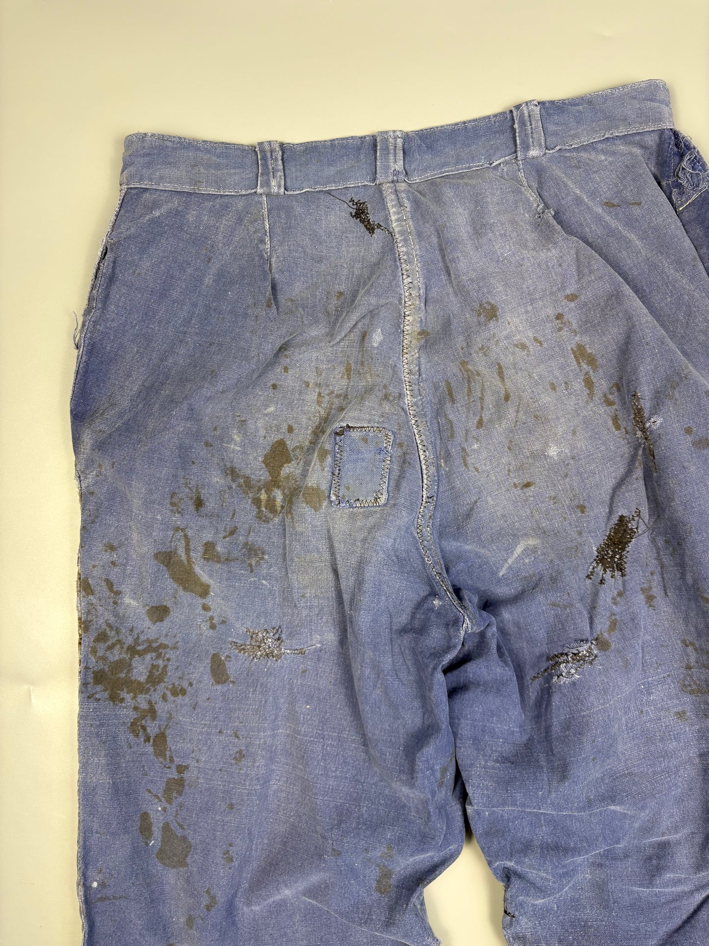 True Vintage 1950s French Patch Repair Thrashed Trousers (30w)